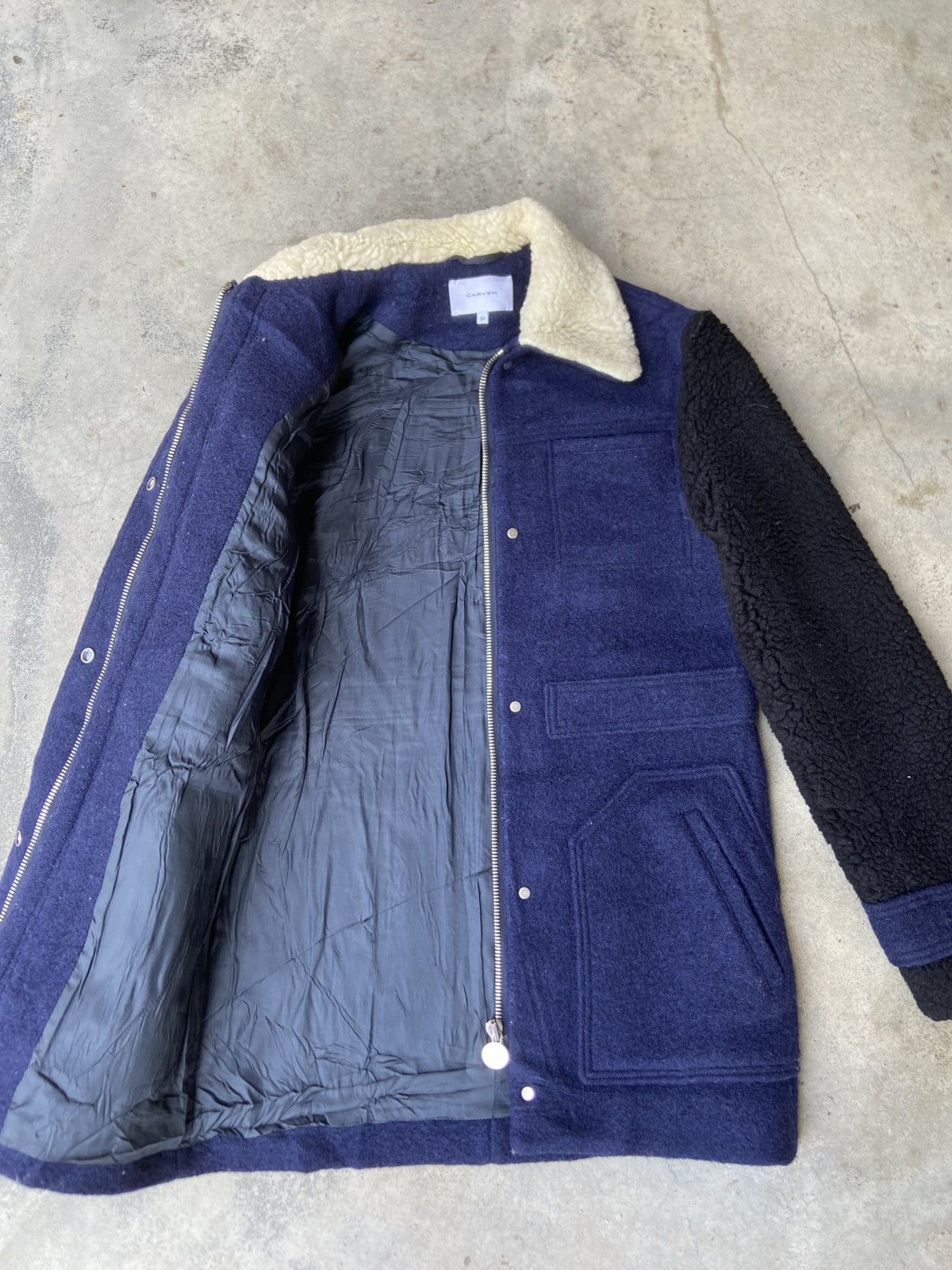 Carven Carven Navy Blue and Black Wool Coat Jacket Size XXS / US 00 / IT 34 - 4 Thumbnail