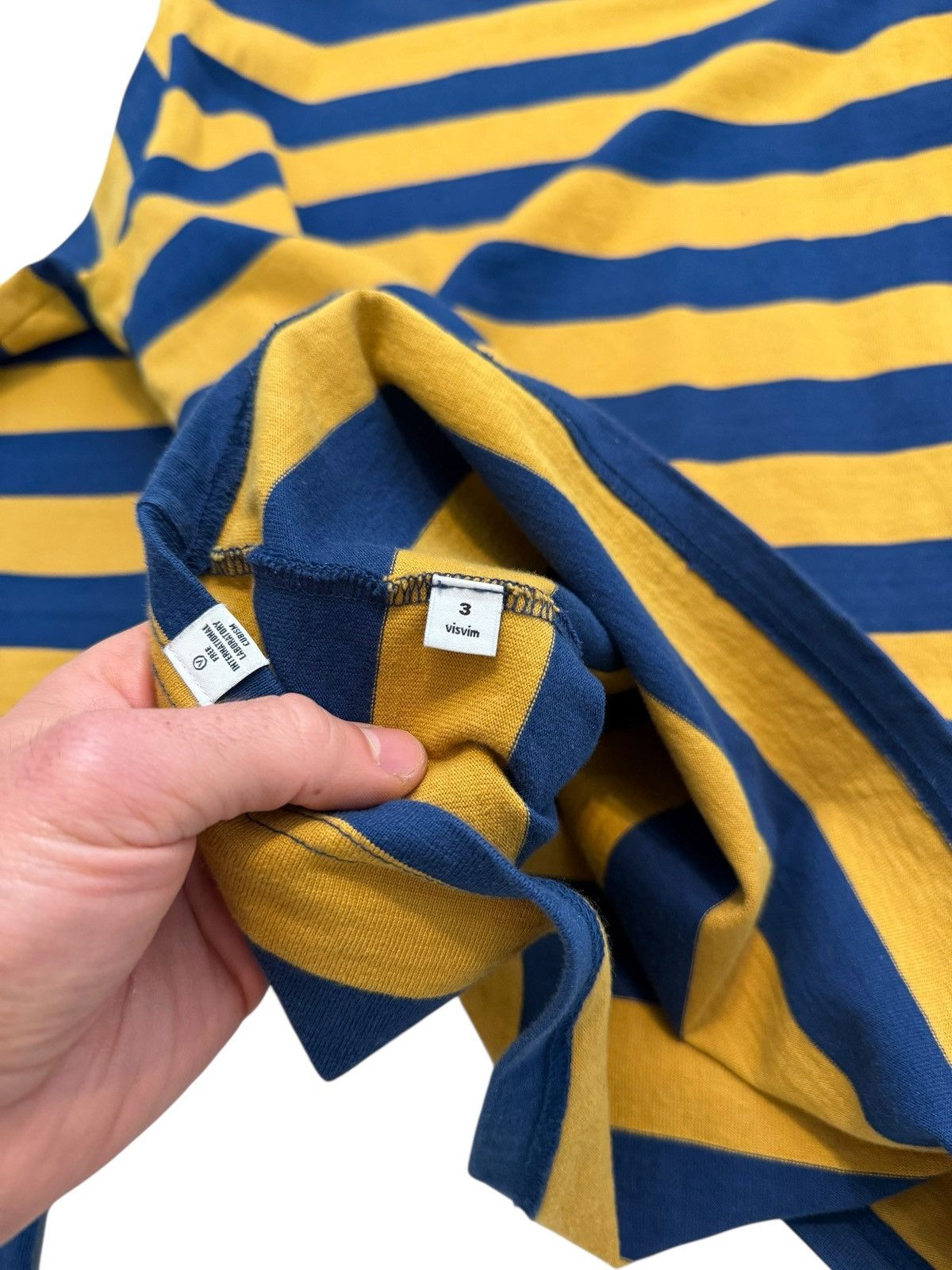 Visvim Mustard Navy Stripe Border Crew Size US L / EU 52-54 / 3 - 7 Thumbnail