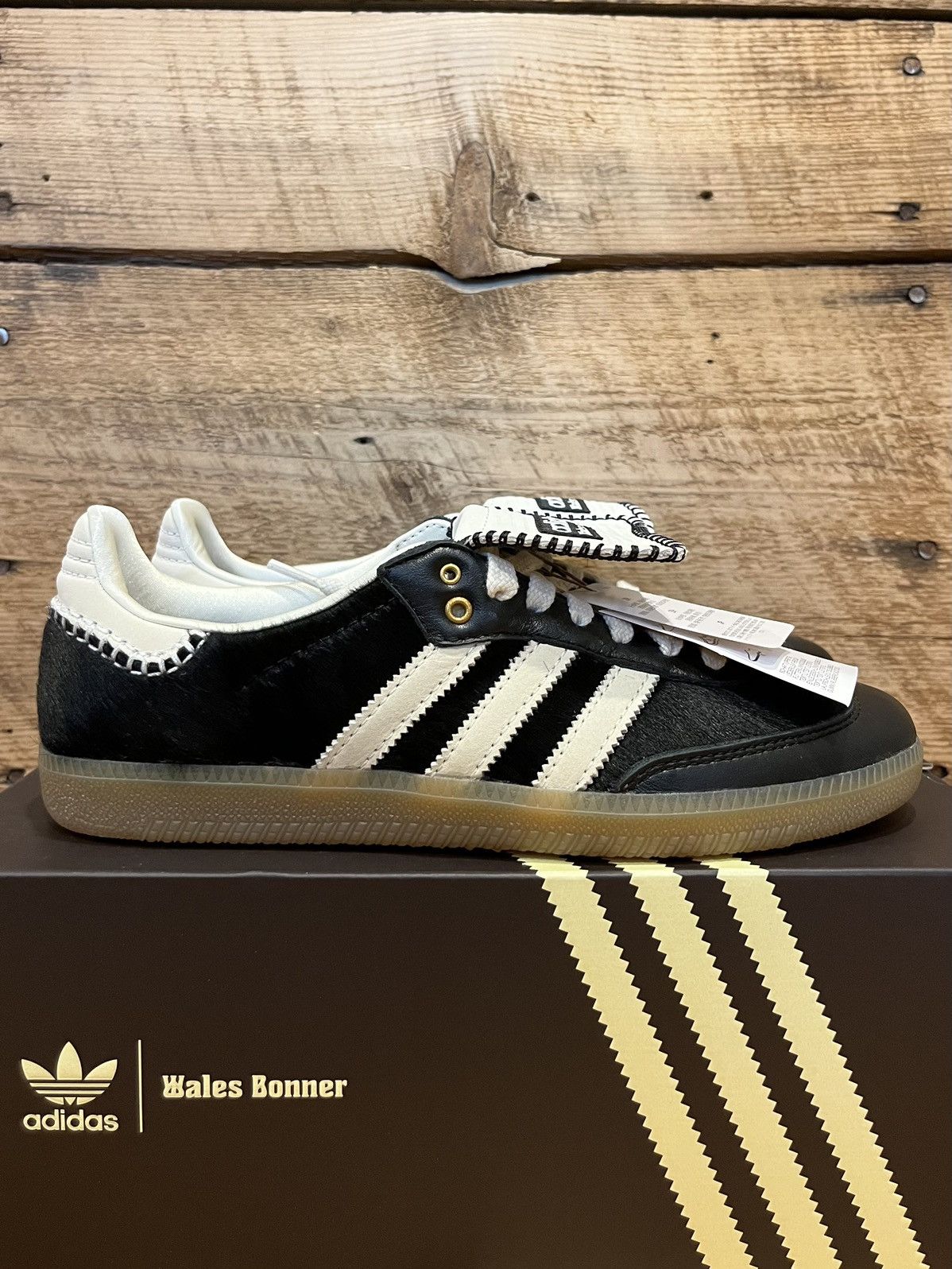 image of Adidas x Wales Bonner Samba Pony Black Cream White Gum Shoes, Men's (Size 12)