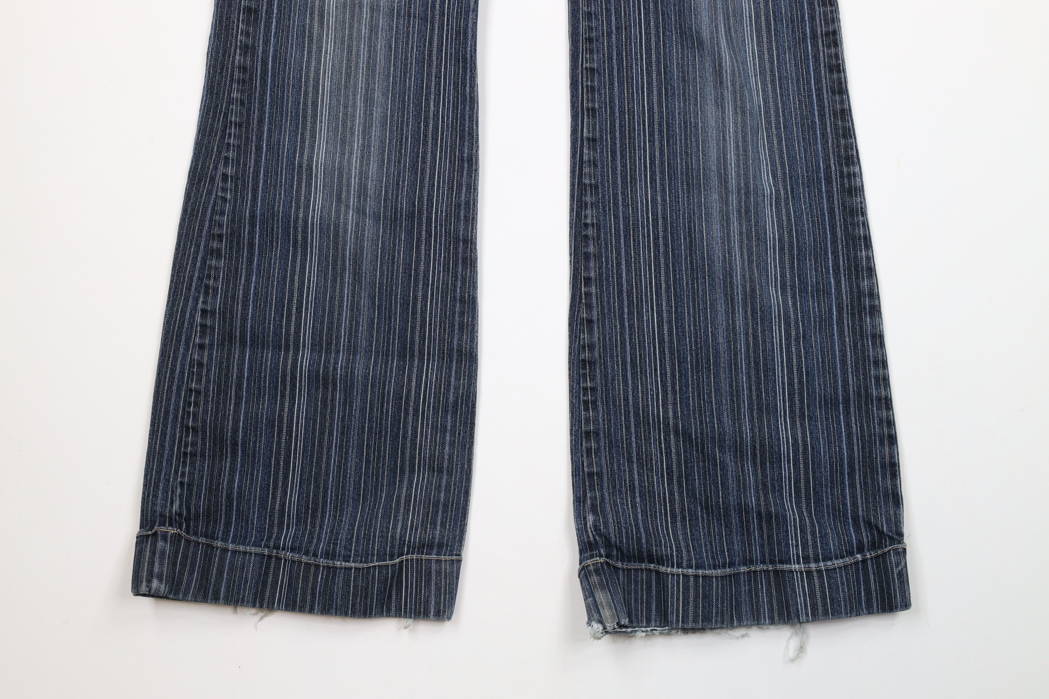 Vintage Vintage Y2K Streetwear Striped Flared Wide Leg Denim Jeans Size 32" / US 10 / IT 46 - 4 Thumbnail