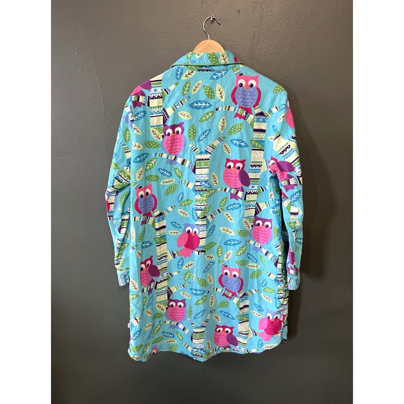 Vintage Nick & Nora Womens Pajama Top Long Sleeve Owl Blue 2XL Shirt Sleep Shirt Womens Size XXL / US 16-18 / IT 52-54 - 2 Thumbnail