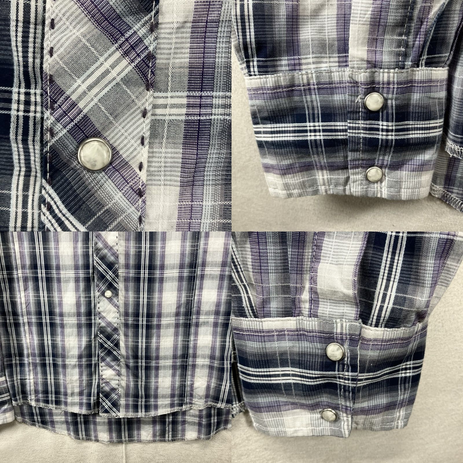 Wrangler VINTAGE Wrangler Western Shirt XL Light Purple Plaid Pearl Snap Cowboy Rodeo Mens EUC Shirt Size US XL / EU 56 / 4 - 8 Thumbnail