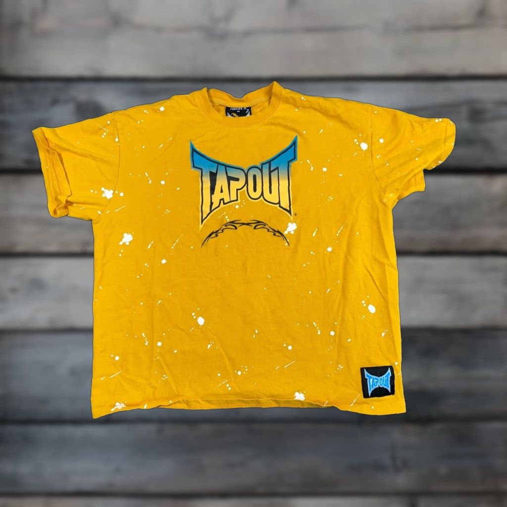 Tapout Tapout x Forever 21 Logo T-Shirt Adult XL Yellow Graphic Print Retro Bleach Pattern Mens Size US XL / EU 56 / 4 - 1 Thumbnail