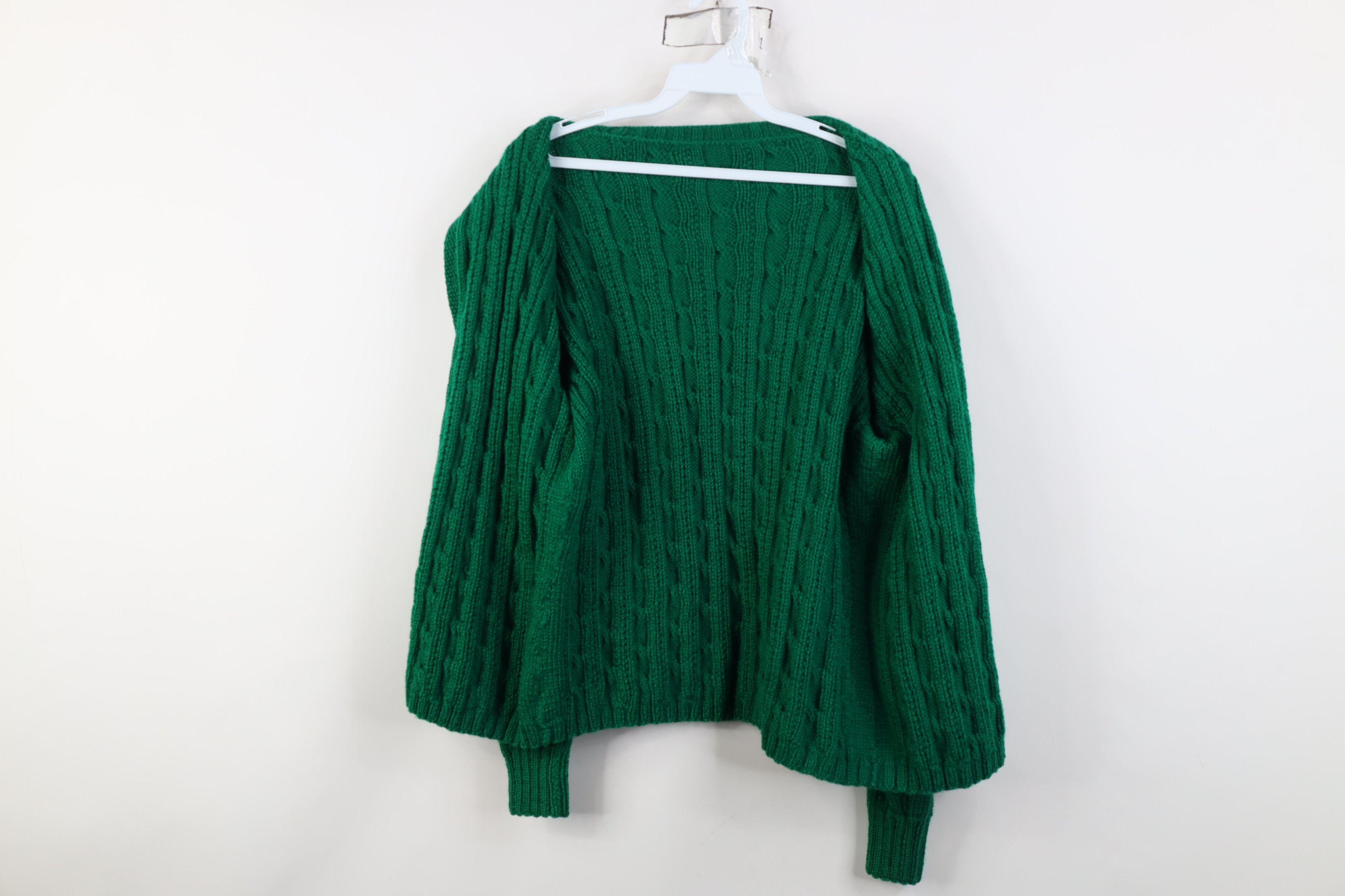 Vintage Vintage 60s Cable Knit Fisherman Open Cardigan Sweater Green Size M / US 6-8 / IT 42-44 - 7 Thumbnail