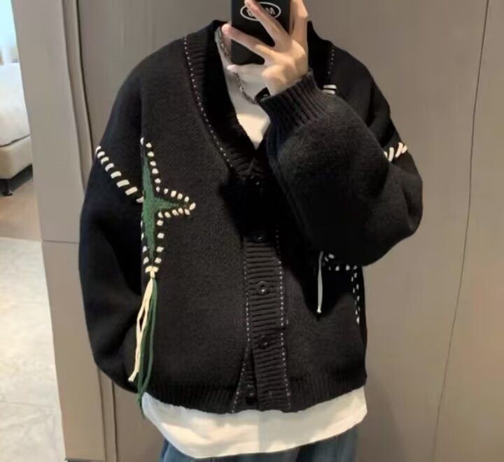 Japanese Brand × Vintage Street Baggy Knitted Cardigan Sweater Black Size US L / EU 52-54 / 3 - 5 Thumbnail