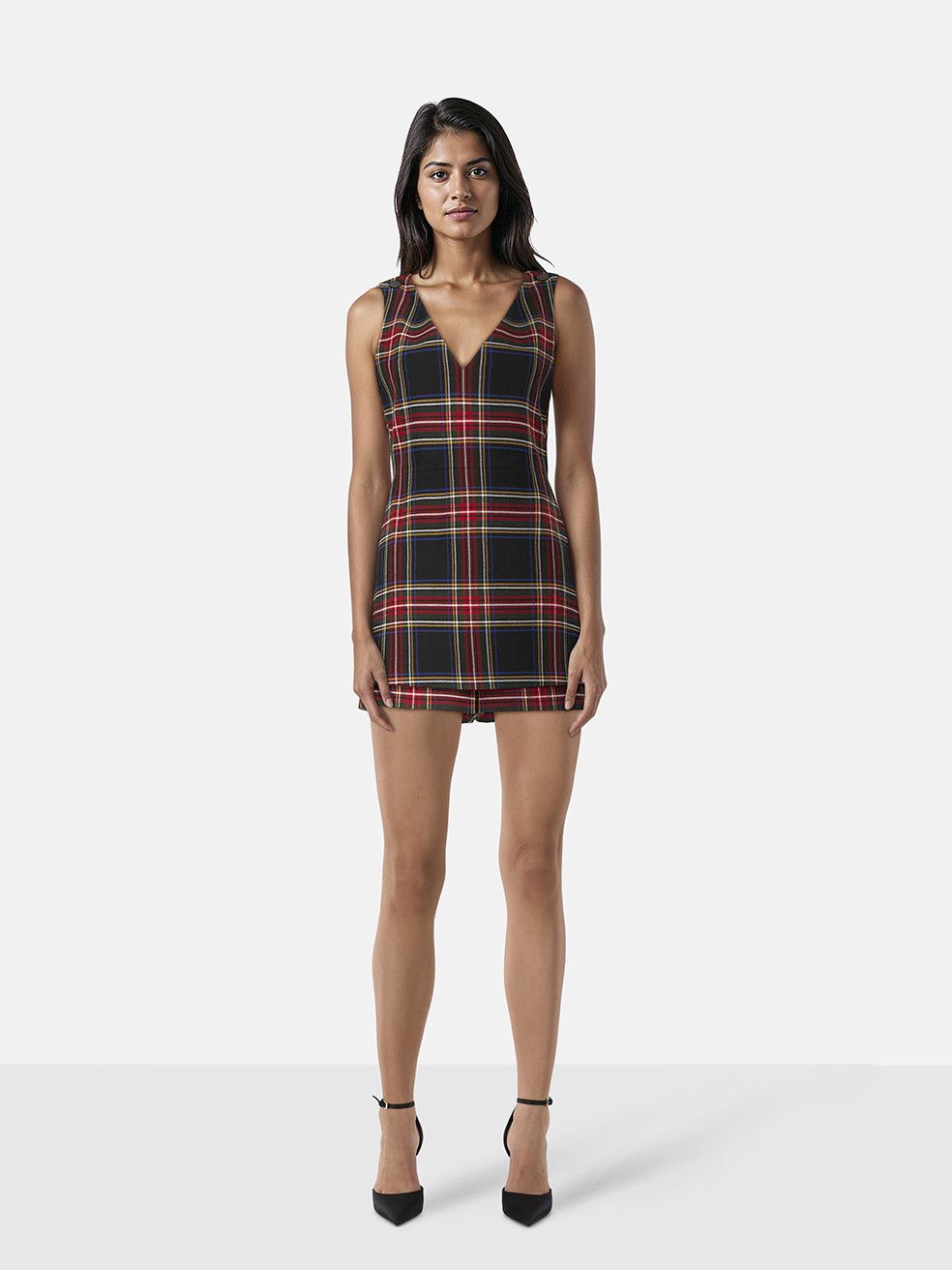 Maje Tartan Sleeveless Iris Playsuit Size 28" / US 6 / IT 42 - 1 Thumbnail