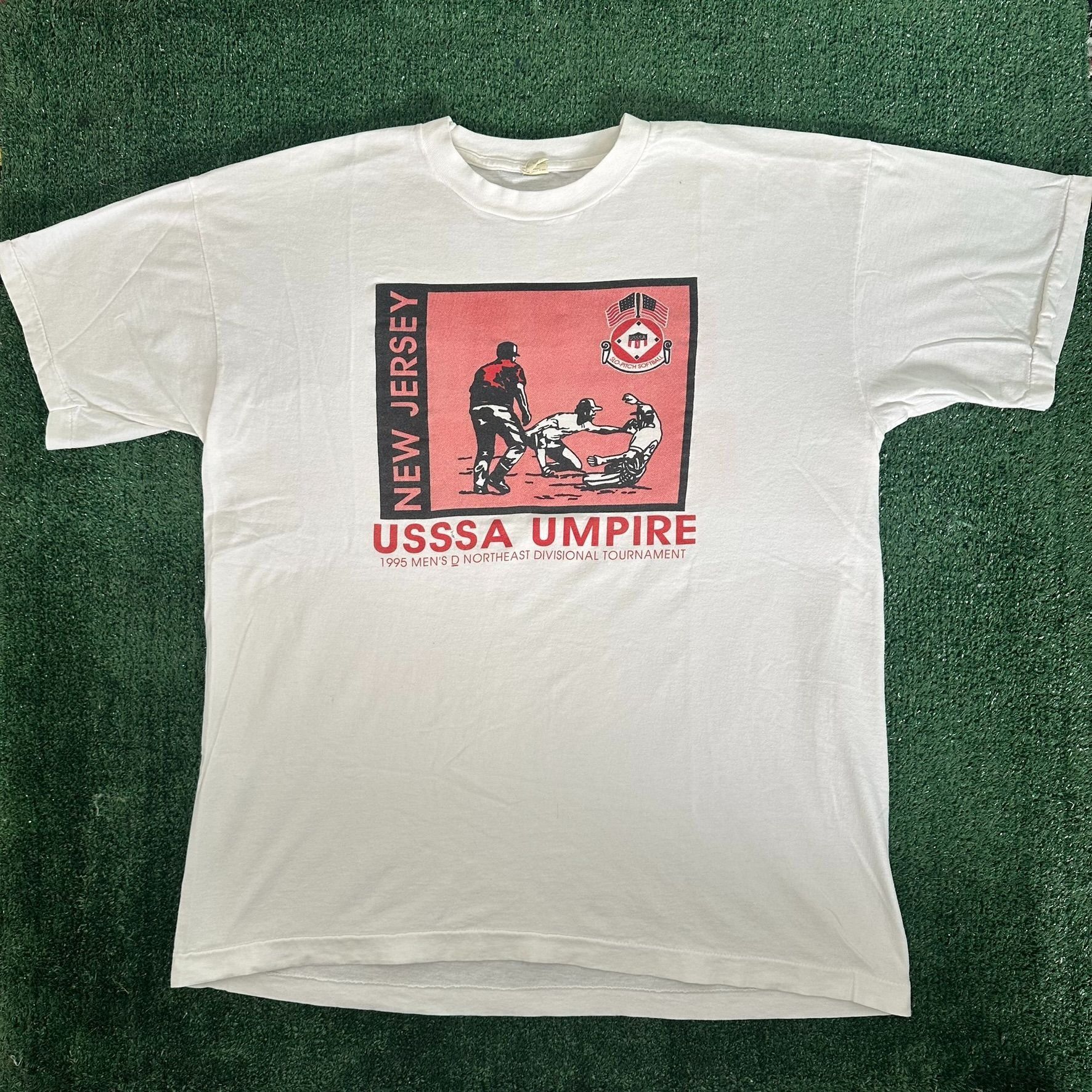 Vintage Vintage 90s USSSA Softball Umpire T-Shirt Single Stitch Tee Size US XL / EU 56 / 4 - 1 Thumbnail