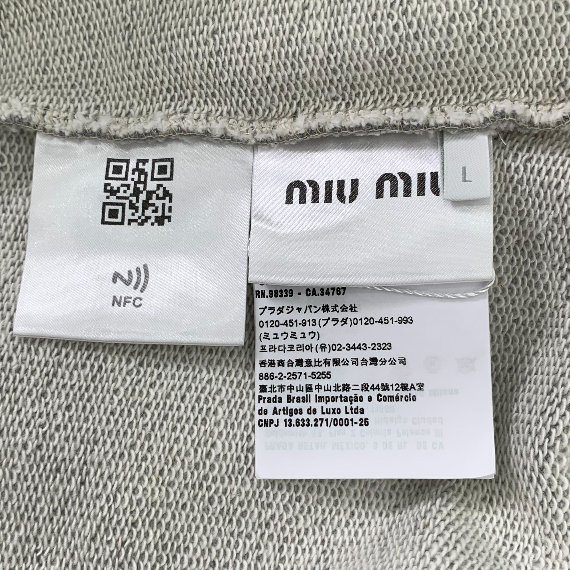 Miu Miu Miu Miu Gray Logo Embroidery Hoodie Made In Italy 100% Cotto Size L / US 10 / IT 46 - 5 Thumbnail
