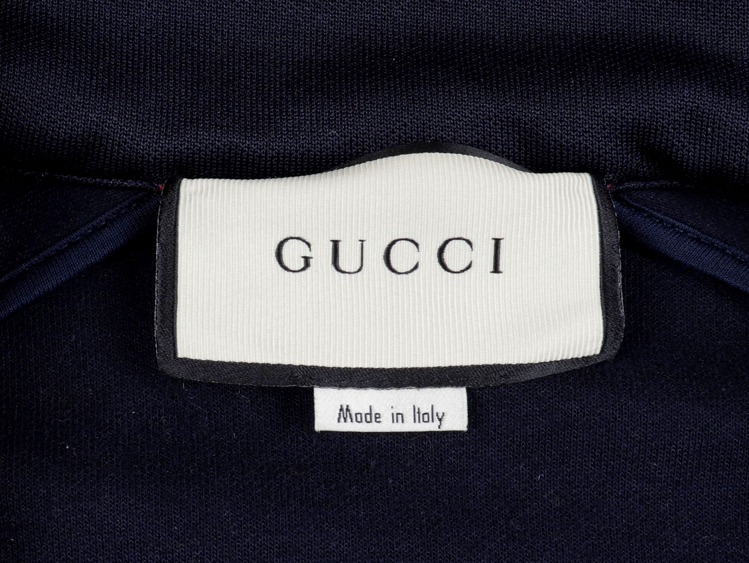 Gucci GUCCI Web Logo Navy Blue Jersey Track Zip-Up Jacket Size US M / EU 48-50 / 2 - 3 Thumbnail