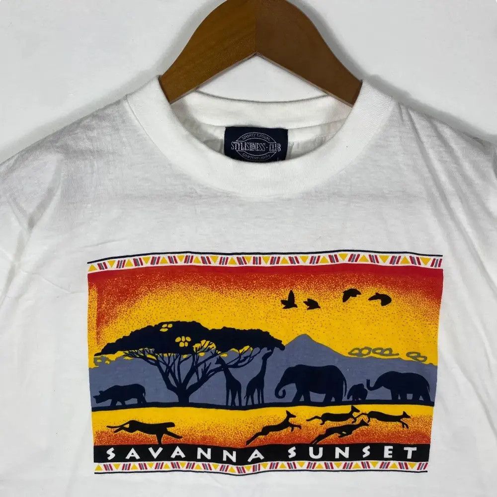 Vintage Vintage 80's SAVANNA SUNSET Graphic Tee Shirt Size US M / EU 48-50 / 2 - 2 Thumbnail