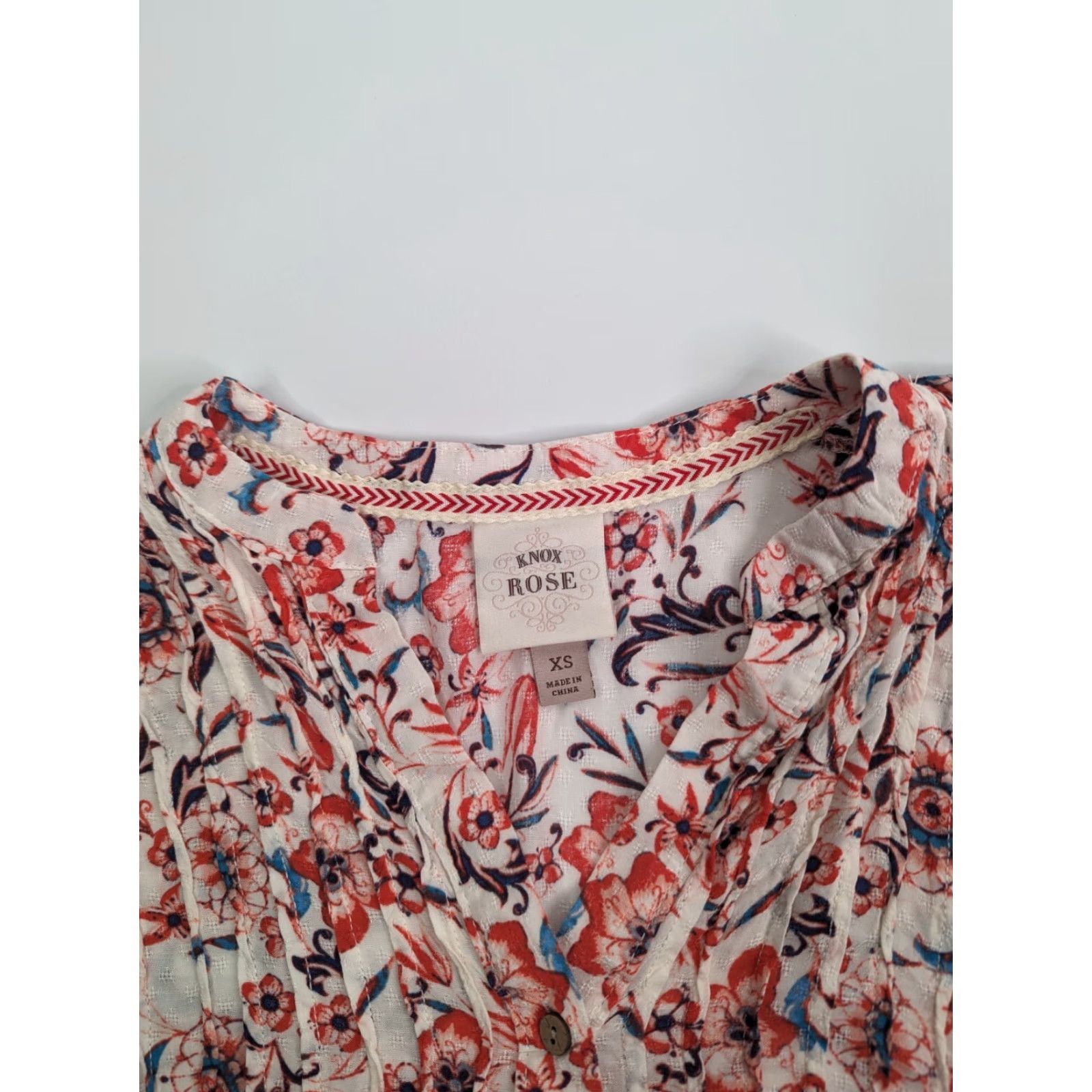 Vintage Knox Rose Blouse Women's XS Button-Up Tunic Short Sleeve Boho Floral Pink Size XS / US 0-2 / IT 36-38 - 7 Thumbnail
