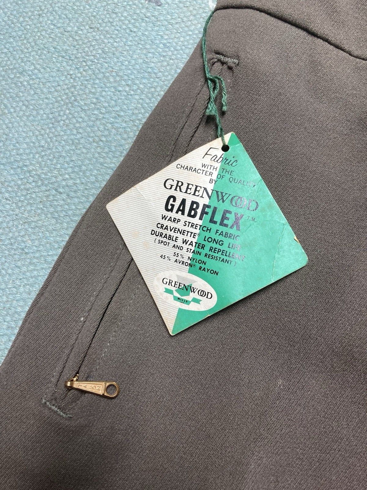 Vintage 1950s wading pants fishing NWT gabardine rayon blend 31x29 Size US 31 - 4 Thumbnail