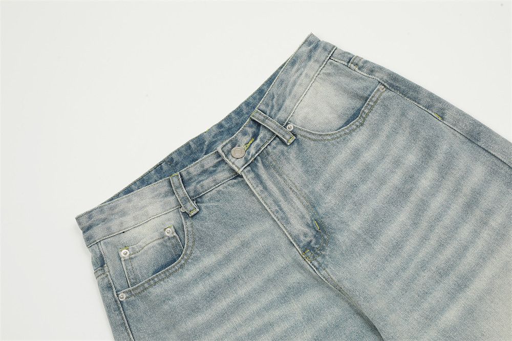 Japanese Brand × Jean Men's loose wide-leg ripple washed straight jeans Size US 32 / EU 48 - 4 Thumbnail