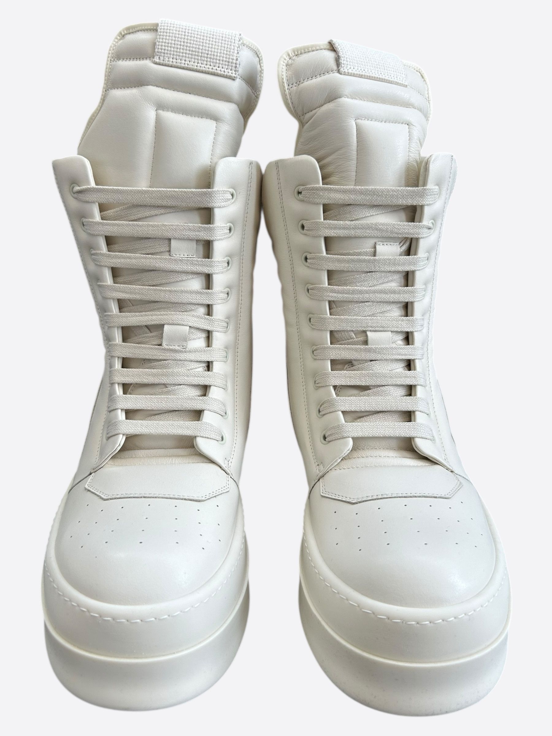 Rick Owens Rick Owens White Mega Geobaskets Size US 7 / EU 40 - 2 Thumbnail