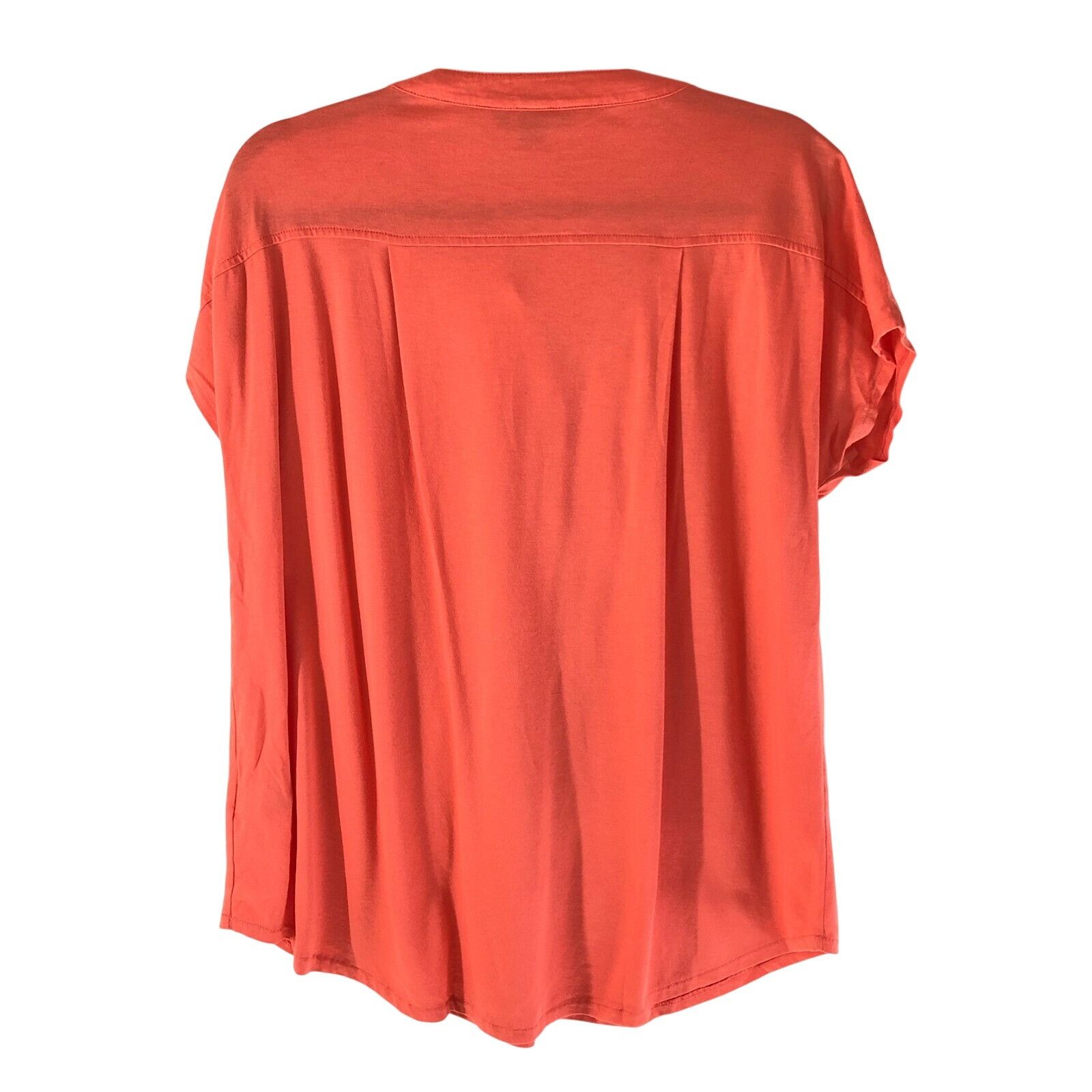 Lands' End Lands End Womens Popover Blouse Cap Sleeve V Neck Orange Cot Size S / US 4 / IT 40 - 2 Thumbnail