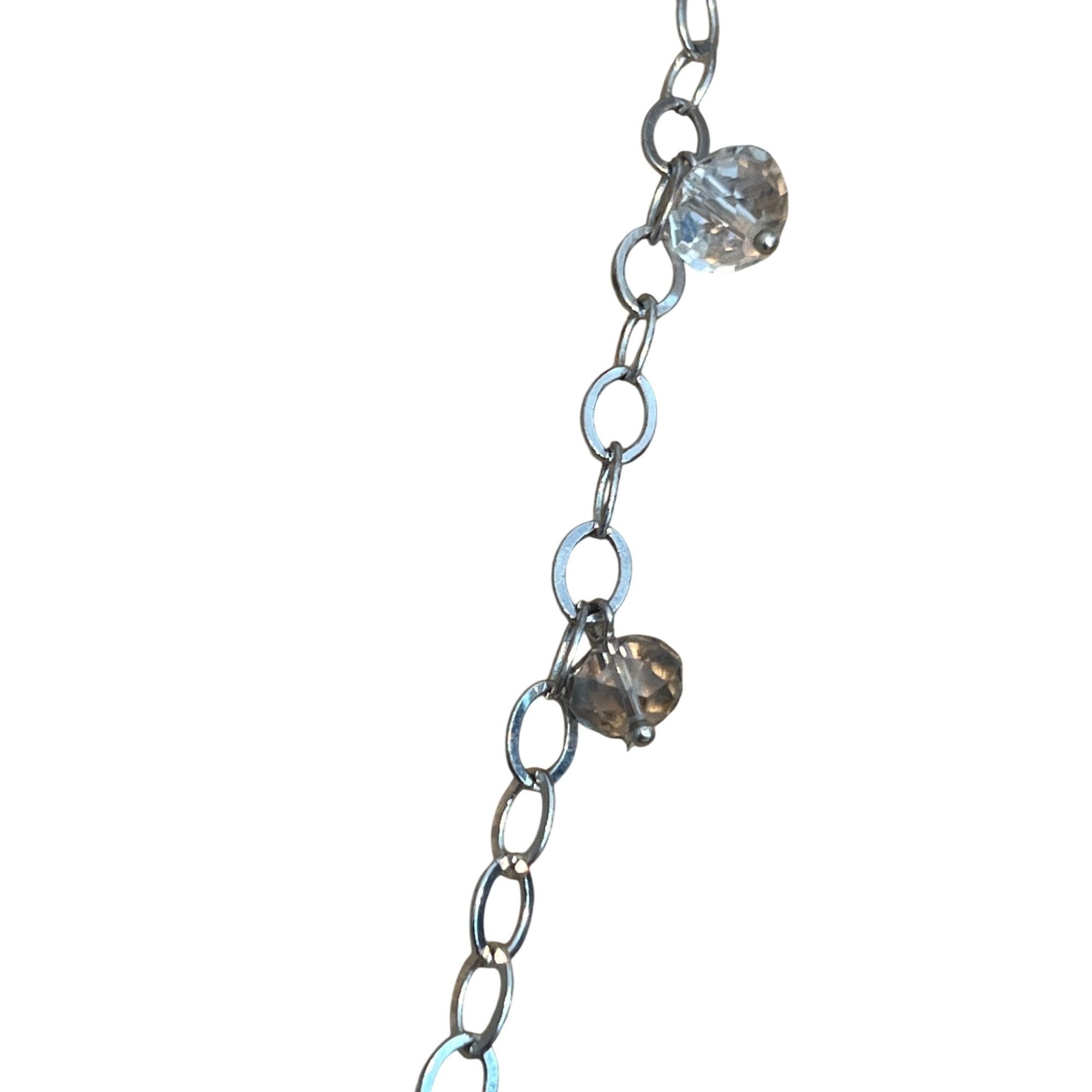 Loft Loft Silver Tone Long Chain Necklace Crystal Faux Pearl Acce Size ONE SIZE - 3 Thumbnail