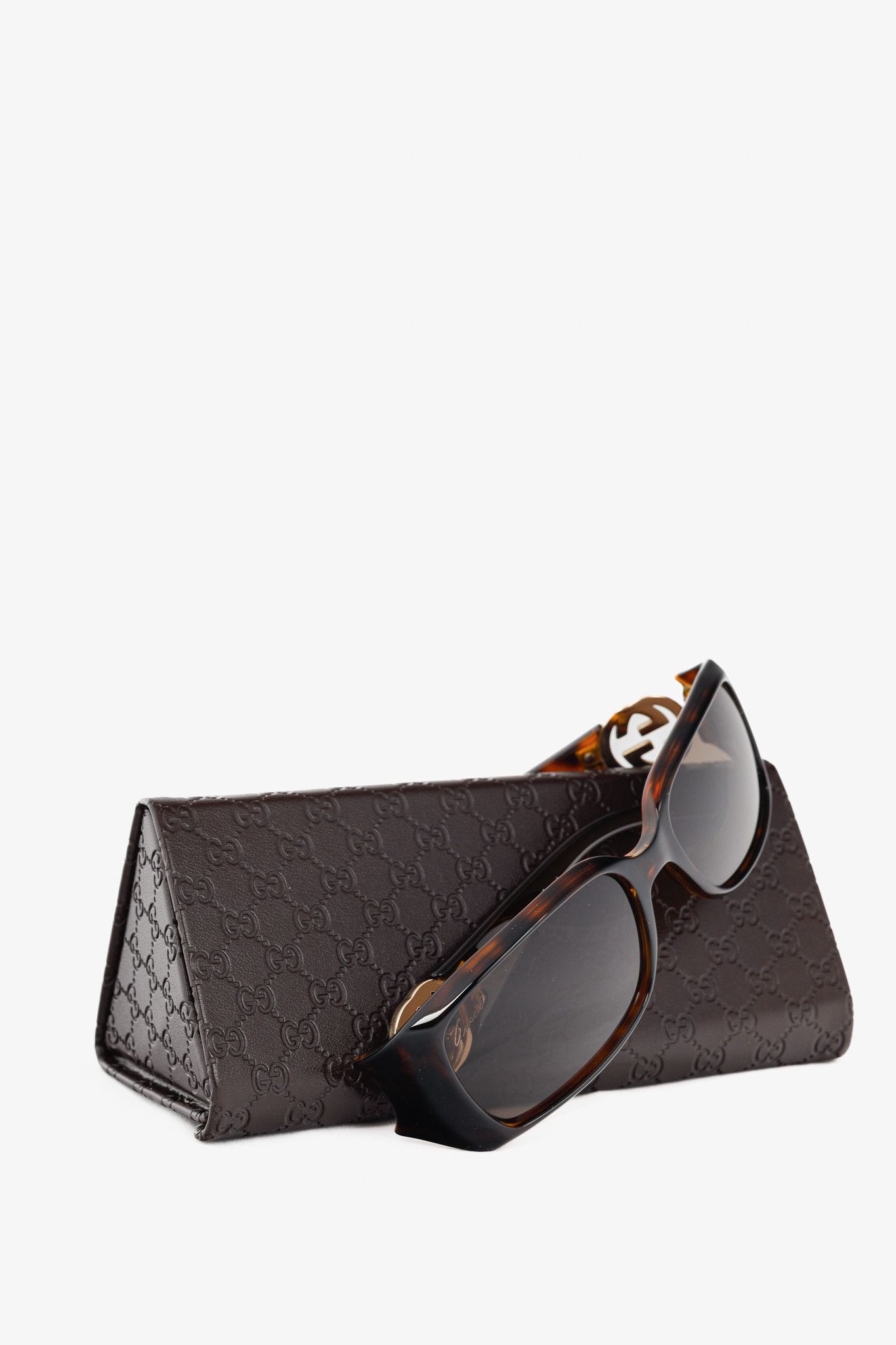Gucci Gucci GG3504 Tortoiseshell GG-Hinge Rectangular Sunglasses Size ONE SIZE - 10 Thumbnail