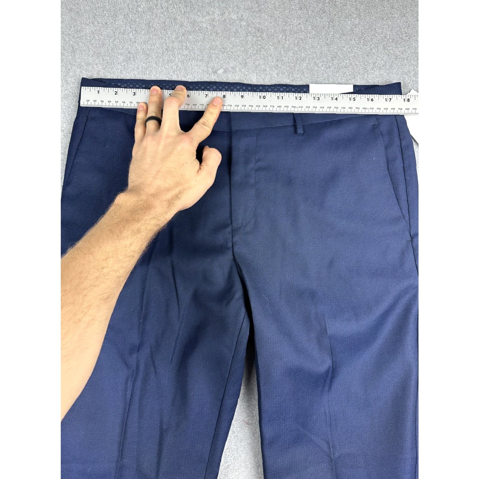 Perry Ellis Perry Ellis Portfolio Dress Pants Mens 34x32 Navy Slim Fit Tapered Straight Leg Chino Work Formal Business NWT Size US 34 / EU 50 - 4 Thumbnail