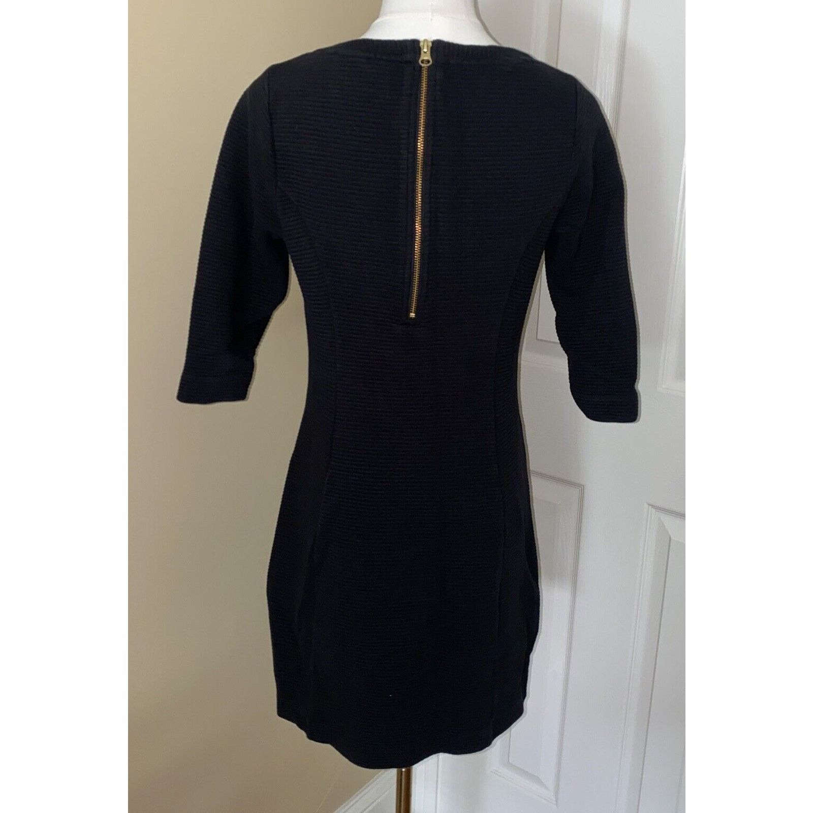 Boden Women's Boden Ribbed-knit 3/4 Sleeve Black Mini Dress 8 Size M / US 6-8 / IT 42-44 - 8 Thumbnail