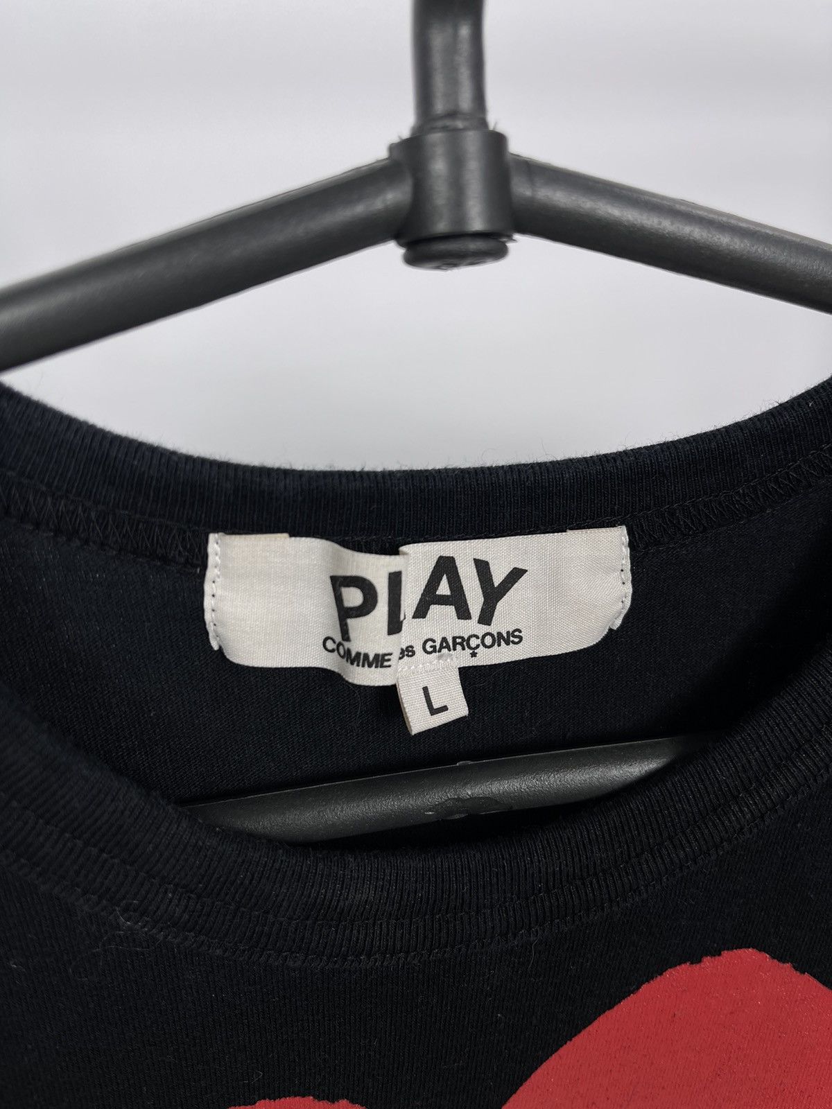 Comme des Garcons Comme Des Garcons PLAY Black Big Logo T-Shirt Size L Women’s Size L / US 10 / IT 46 - 4 Thumbnail