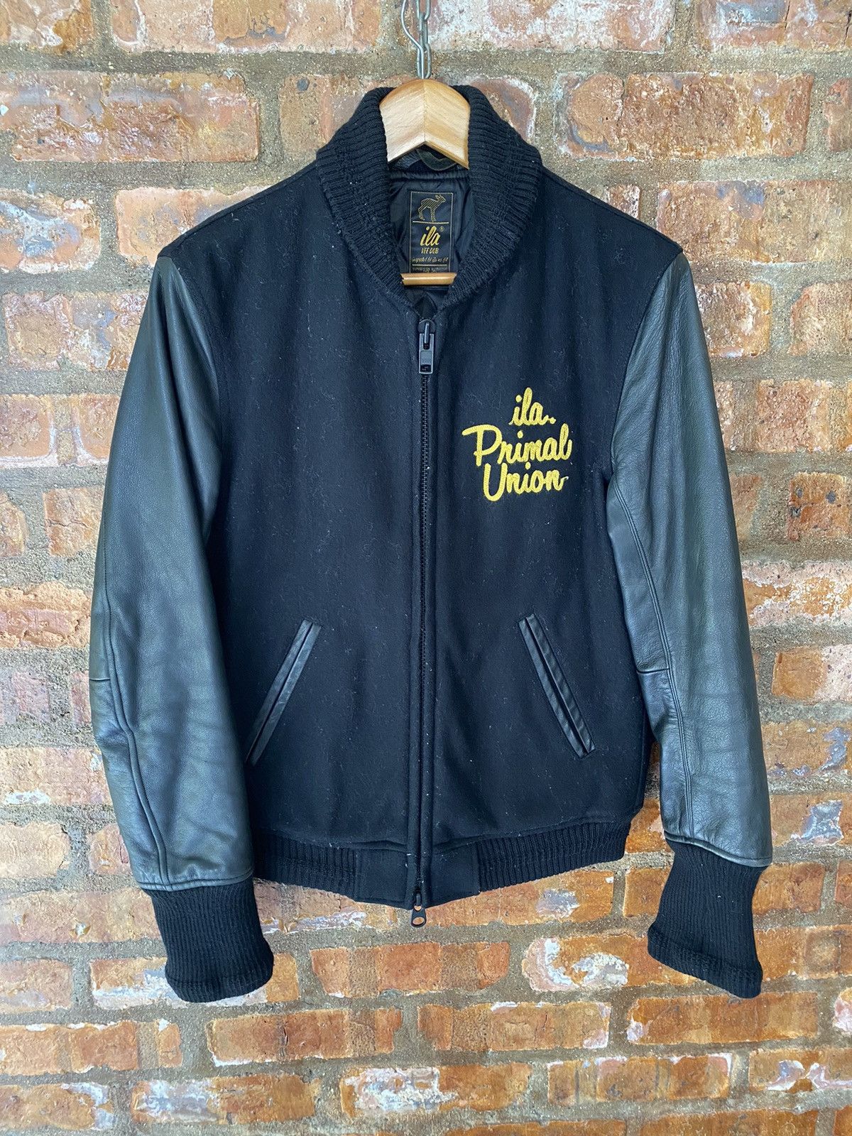Japanese Brand 2000s Ila Primal Union Leather sleeve Skull Varsity Size US M / EU 48-50 / 2 - 2 Thumbnail