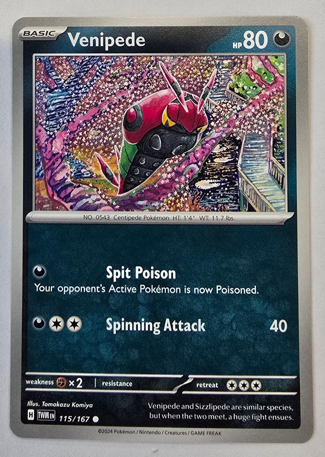 Pokemon Venipede card from Twilight Masquerade Size ONE SIZE - 1 Thumbnail