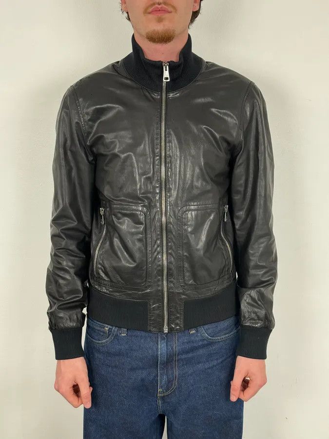 Gucci 2000s Gucci Black Leather Light Bomber Jacket Size US M / EU 48-50 / 2 - 2 Thumbnail