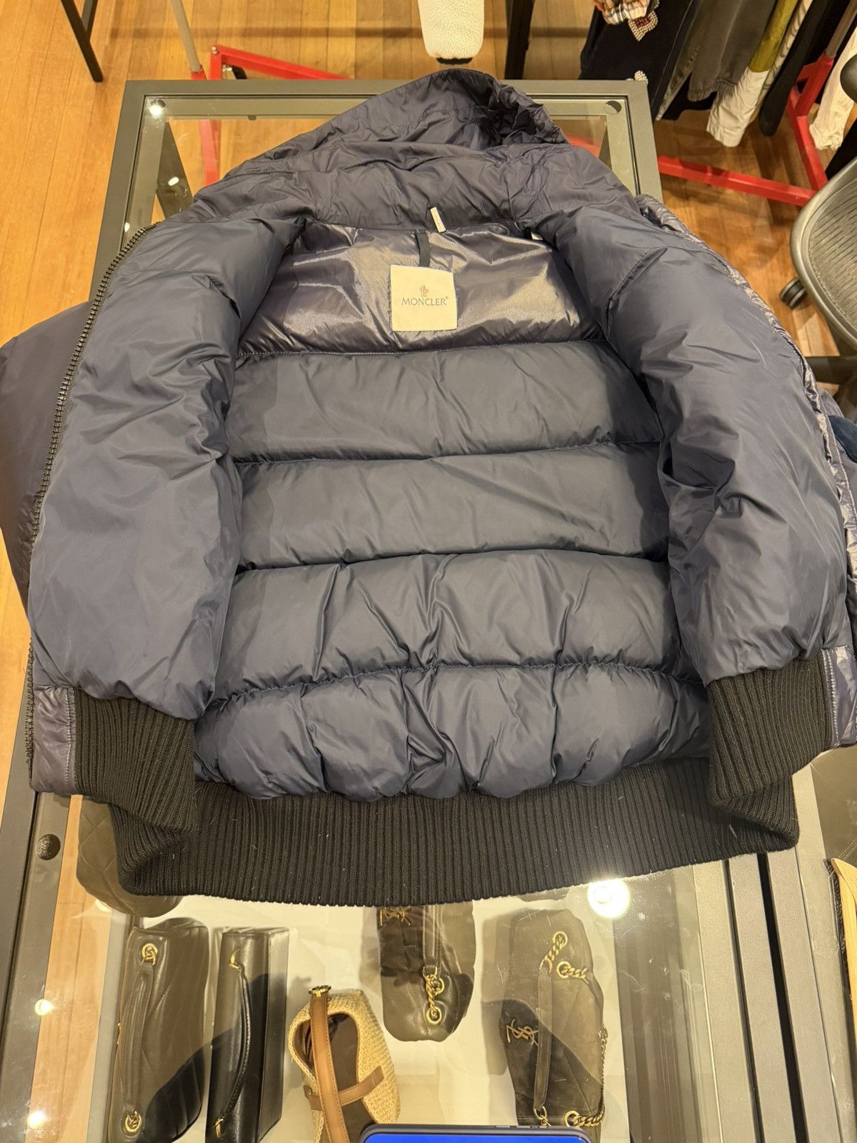 Moncler Moncler Elanion Velvet Puffer Jacket - Navy Size US S / EU 44-46 / 1 - 3 Thumbnail