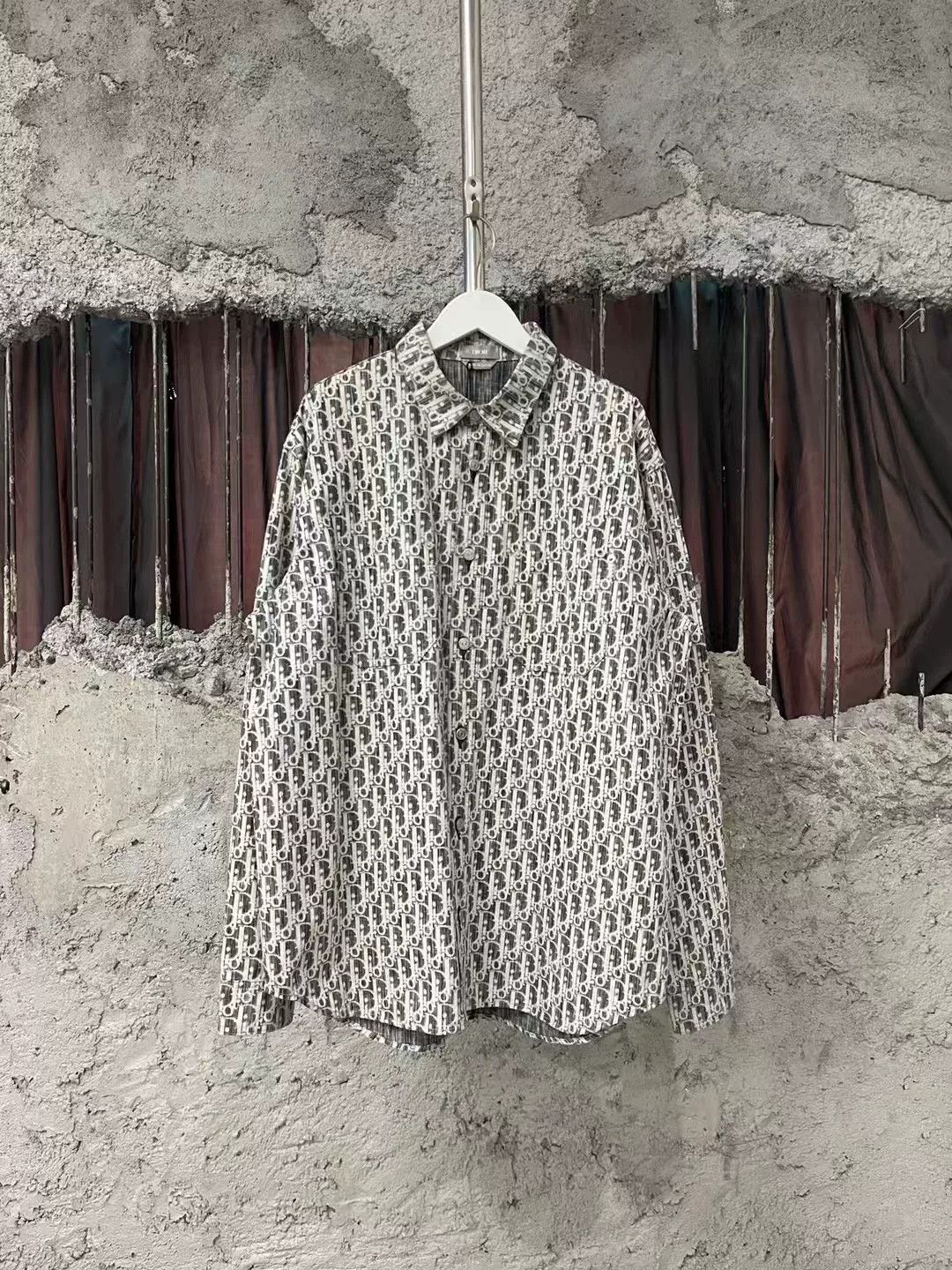Dior Dior Gray Silver Monogram Denim Shirt Jacket Size US XXS / EU 40 - 1 Thumbnail