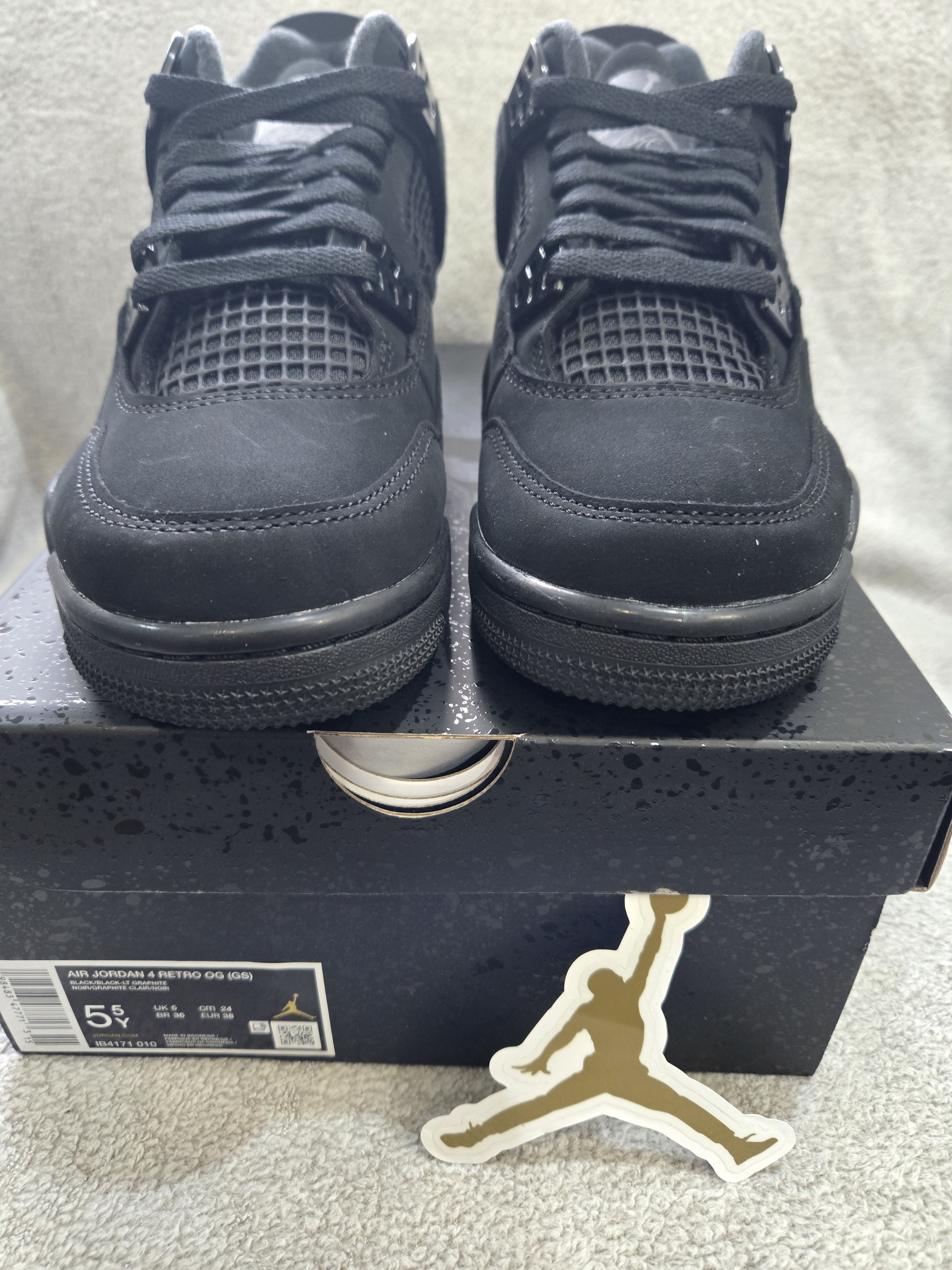 Jordan Brand Jordan 4 Retro Black Cat GS Size 5.5Y Size US 5.5 / EU 38 - 3 Thumbnail