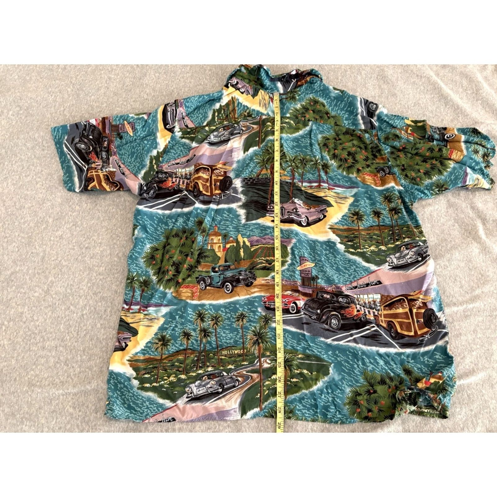 Reyn Spooner Reyn Spooner Button-Up Shirt Mens XL Rayon Multicolor Hollywood California Cars Beach Hawaiian Classic Cars Shirt Size US XL / EU 56 / 4 - 7 Thumbnail