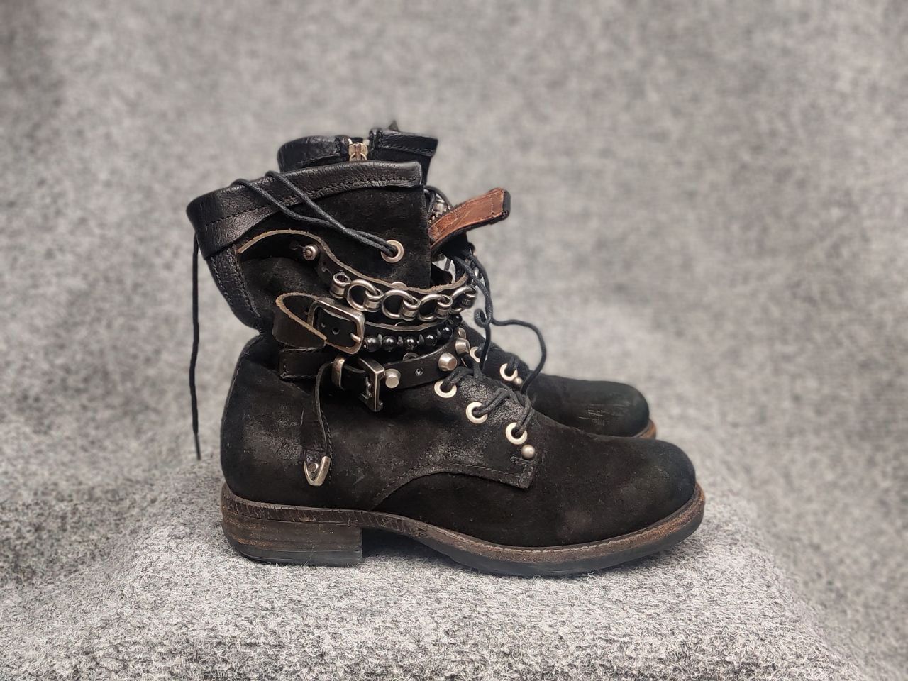 A.S.98 A.S.98 Vintage Black Suede Avant garde Mid Calf Combat Boots Size US 6 / IT 36 - 7 Thumbnail