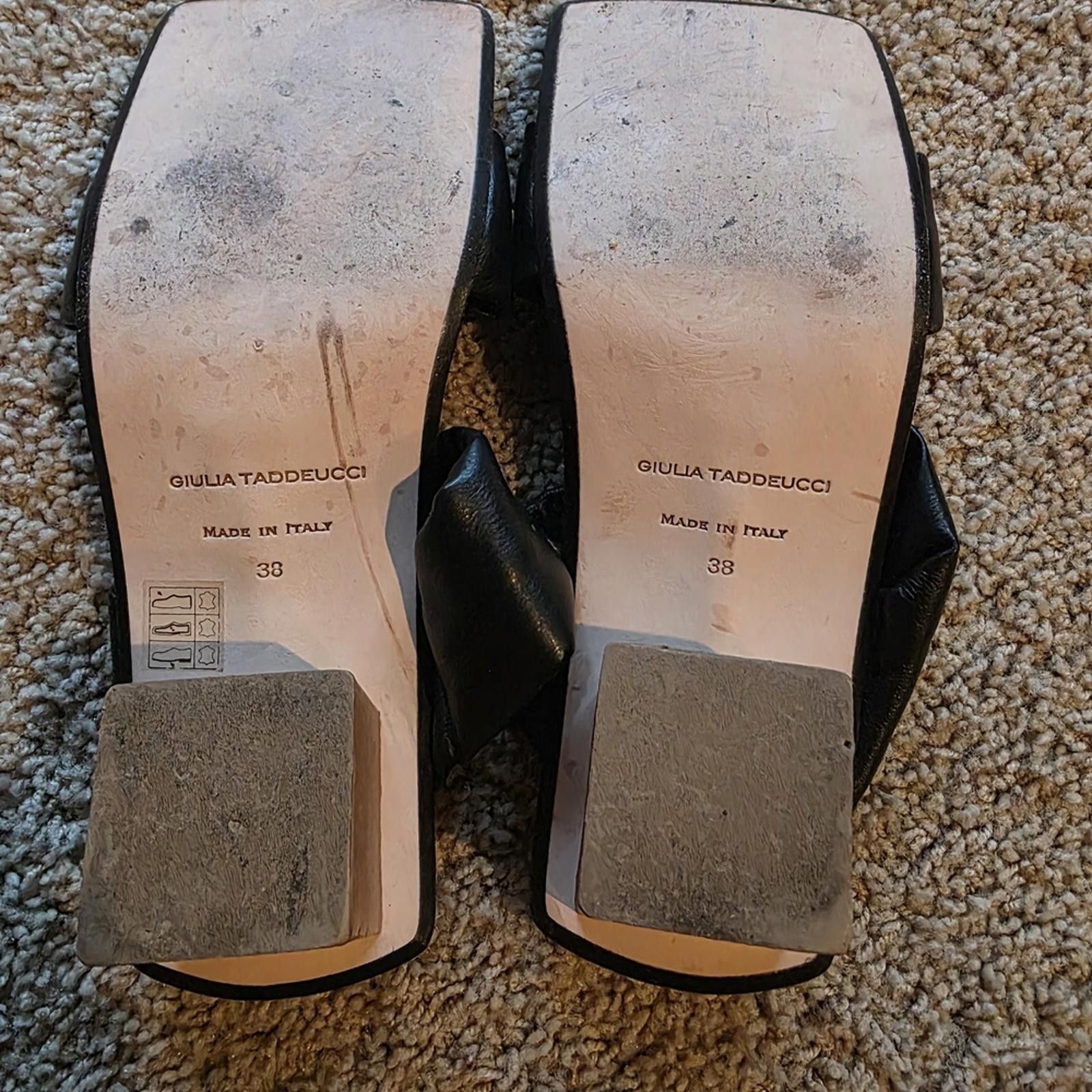 Other Designer, Made in Italy Chic Black & Tan Block Heel Sandals Size US 7.5 / IT 37.5 - 5 Thumbnail