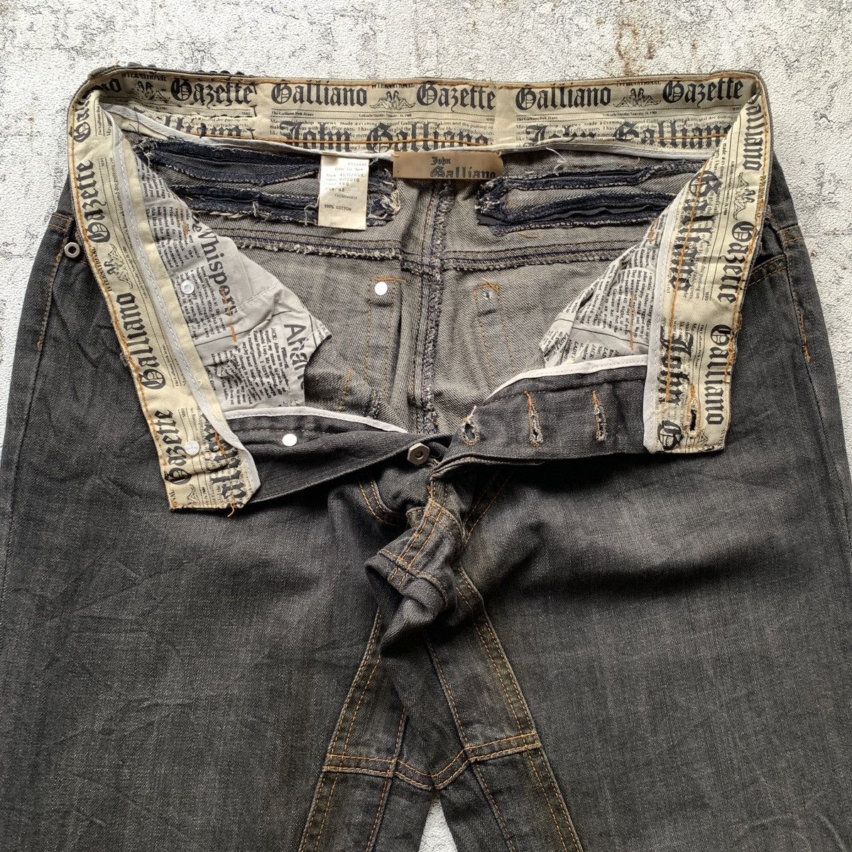 Japanese Brand Vintage John Galliano Gazette Newspaper Denim Pants Designer Size US 34 / EU 50 - 6 Thumbnail