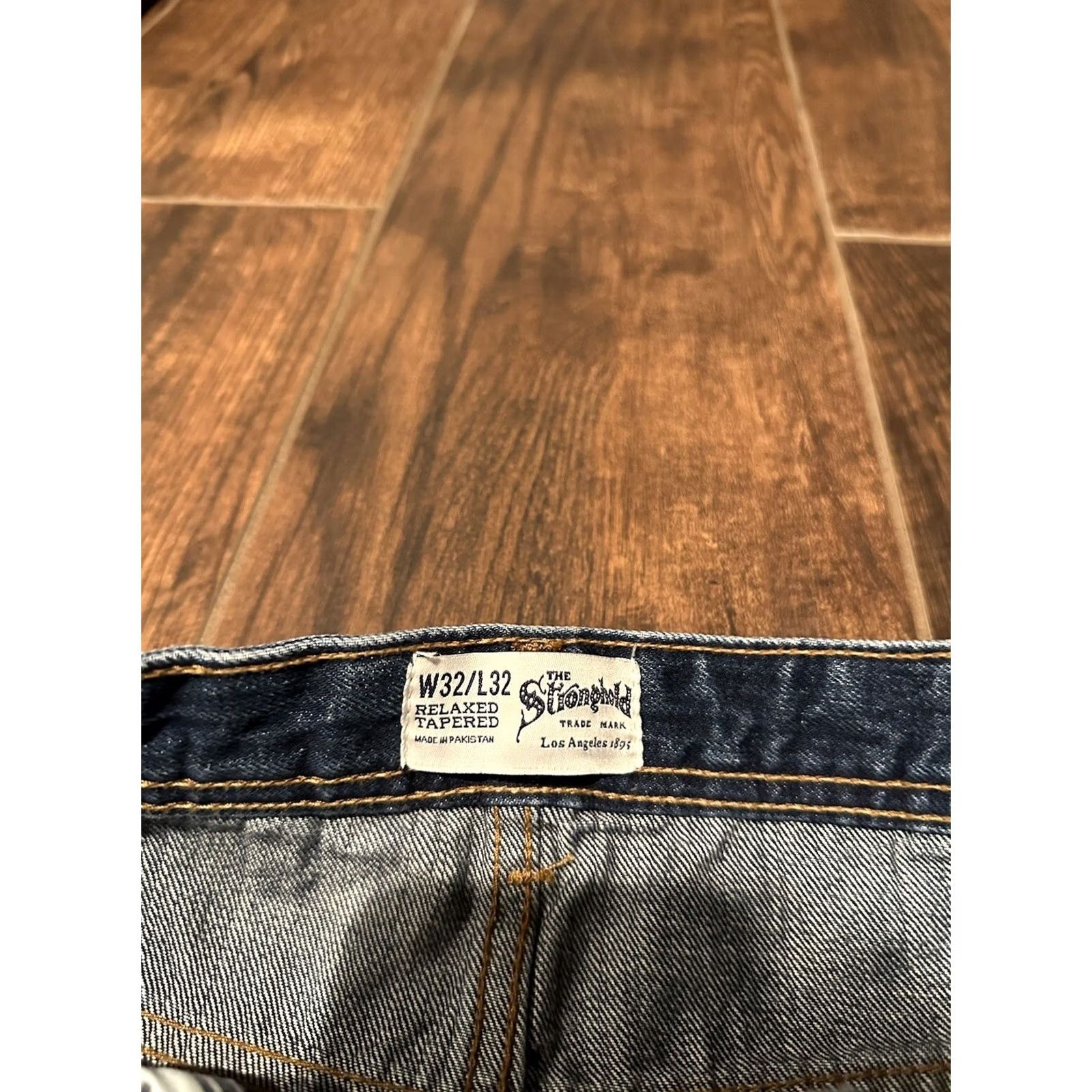 Denime NWT The Stronghold Jeans Mens 32x32 Denim Relaxed Tapered Button Fly Blue Cotton 32 Inseam Slim/Regular Fit Hip Hop USA Style VINTAGE No Glide? Size US 32 / EU 48 - 5 Thumbnail