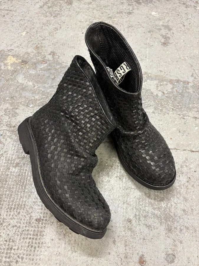 Dirk Bikkembergs Bikkembergs Black Woven Embossed Leather Boots Size US 7 / IT 37 - 5 Thumbnail