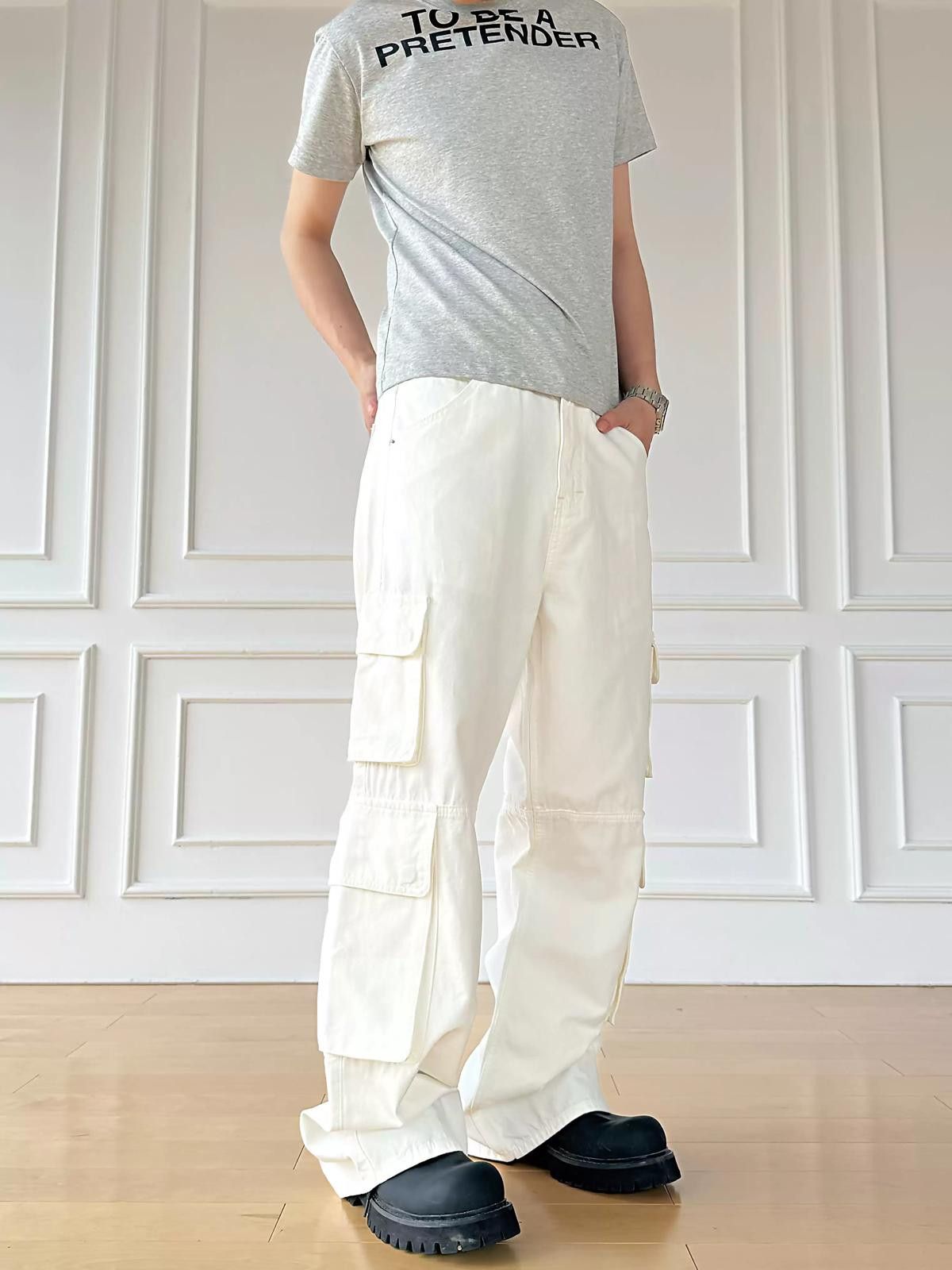 Other White Cargo Wide Leg Pants Size US 32 / EU 48 - 1 Thumbnail