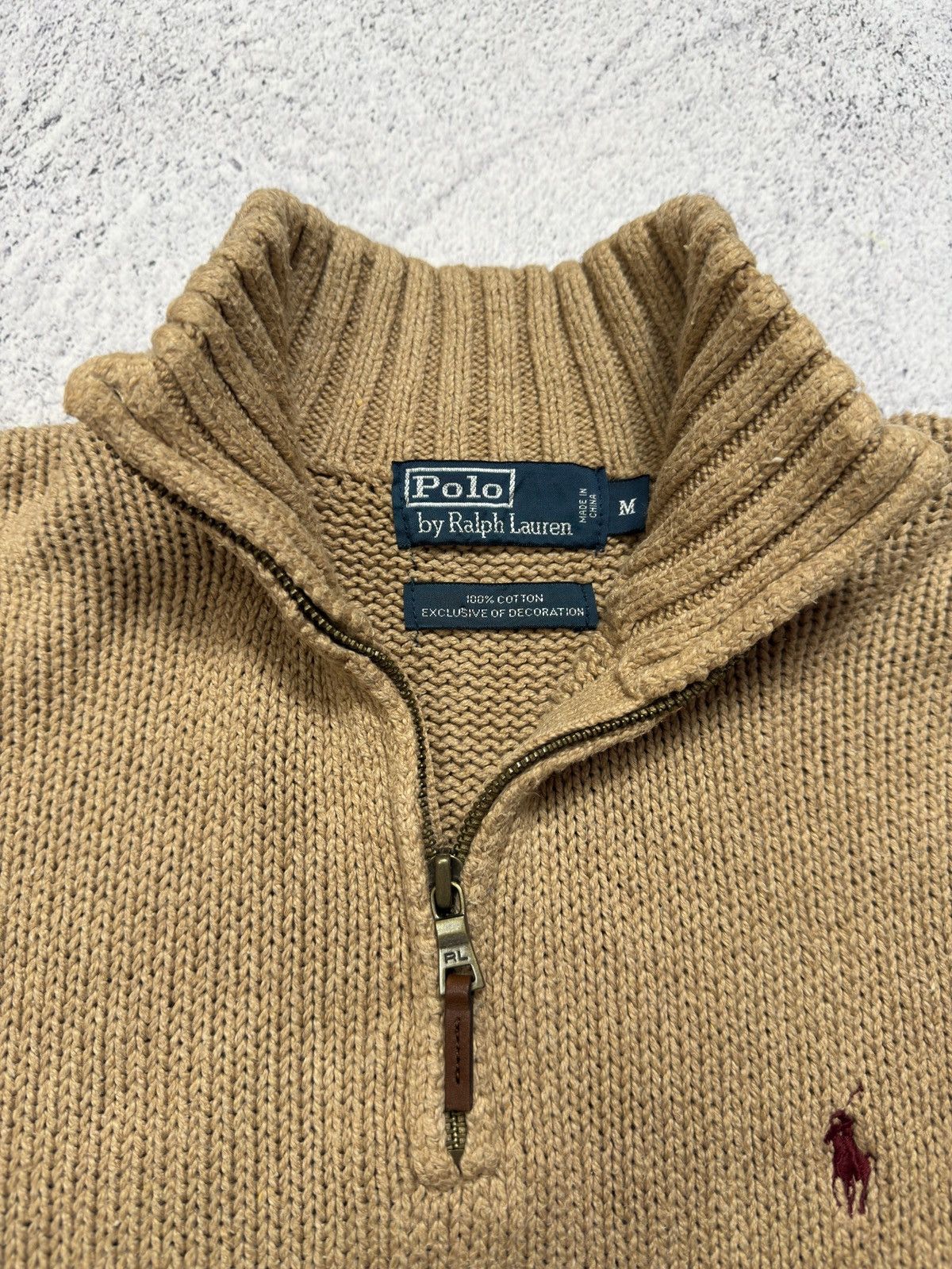 Polo Ralph Lauren Vintage Polo Ralph Lauren 1/4 Zip Cotton Knit Sweater Beige Size US M / EU 48-50 / 2 - 8 Thumbnail