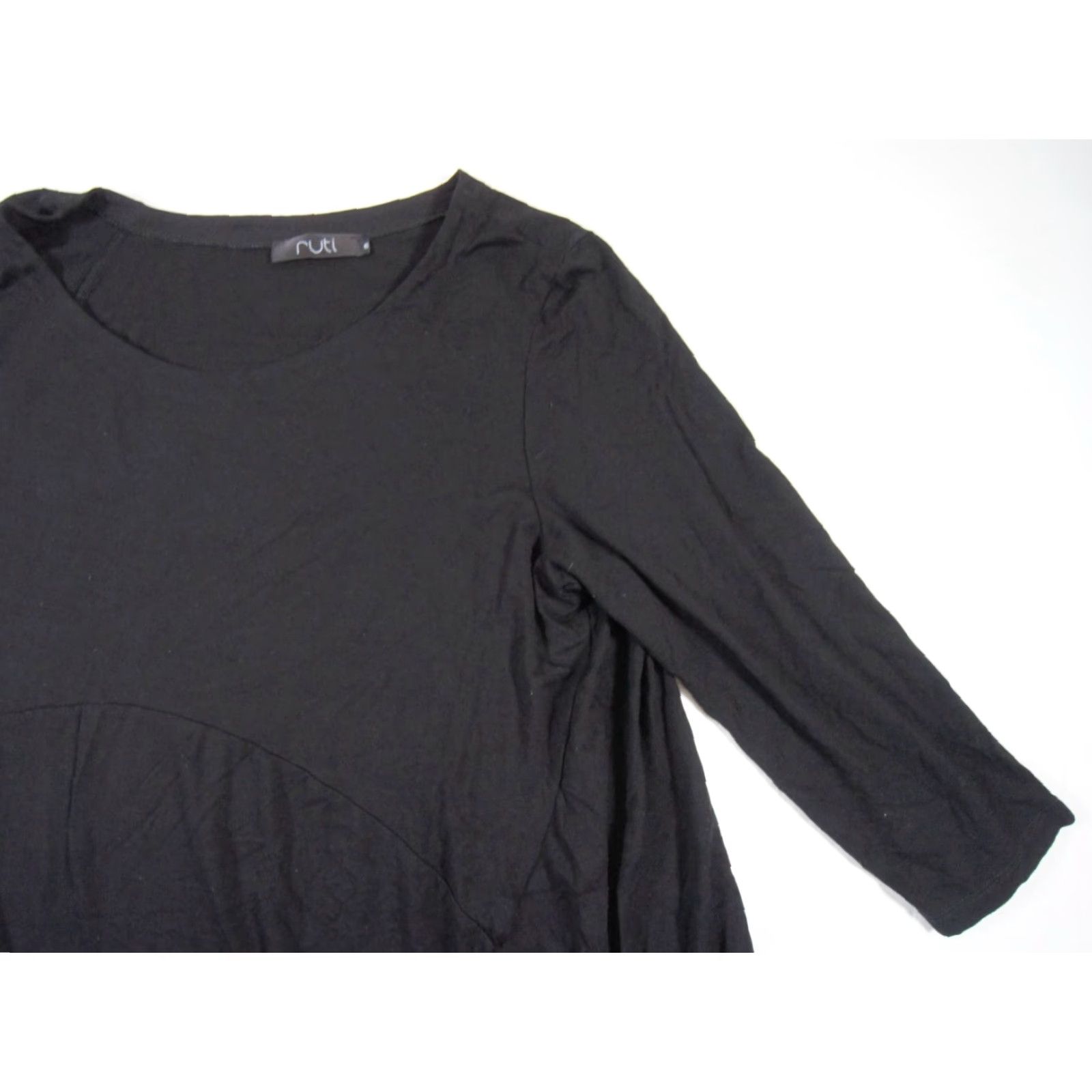 Vintage Ruti Tunic Top Womens 6 Black Jersey Long Sleeve Casual Pockets Size M / US 6-8 / IT 42-44 - 3 Thumbnail