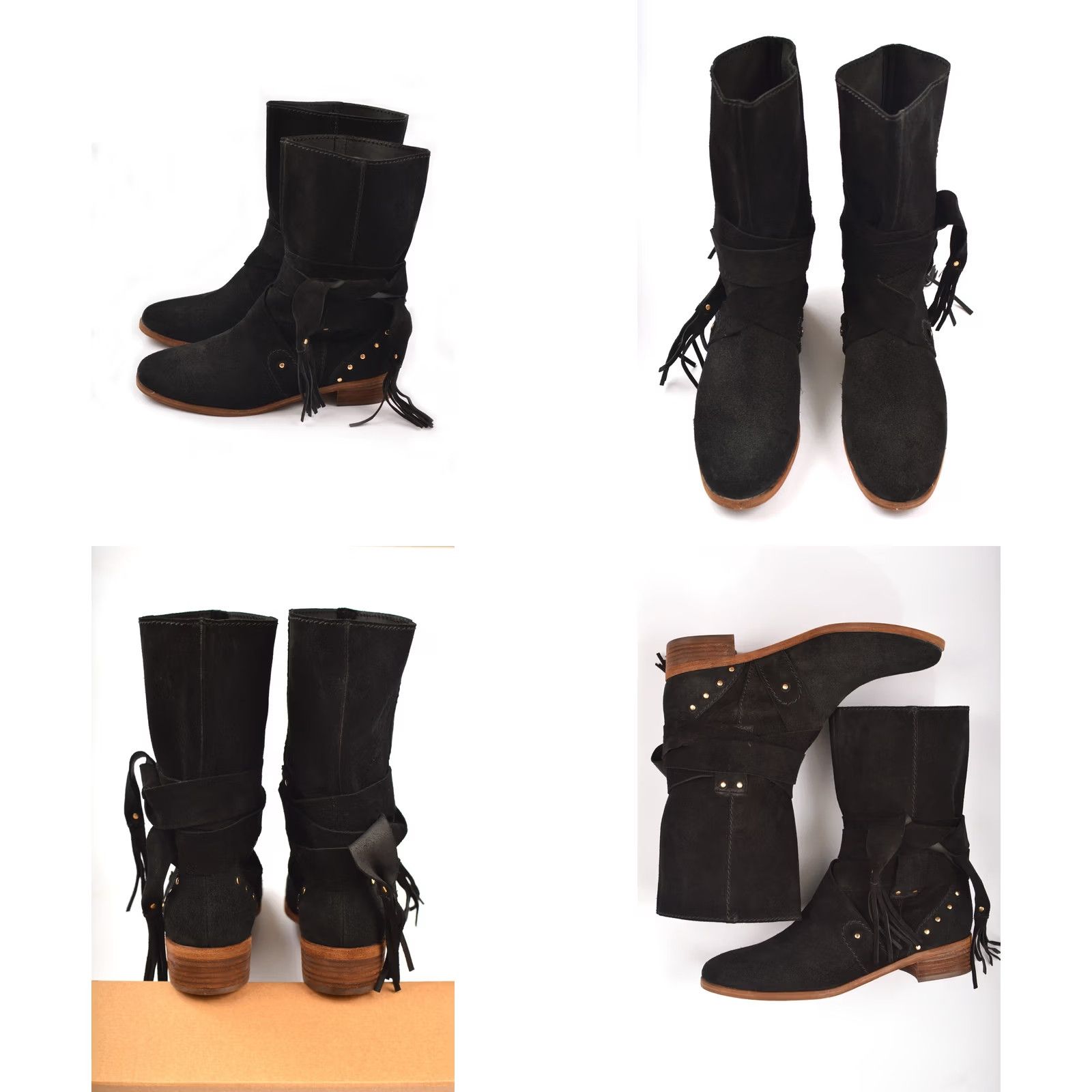 Vintage See By Chloe Crosta Black Studded Suede Designer Ankle Boots Size 38 Womens Boots Black Suede 90s? Size US 5 / IT 35 - 8 Thumbnail