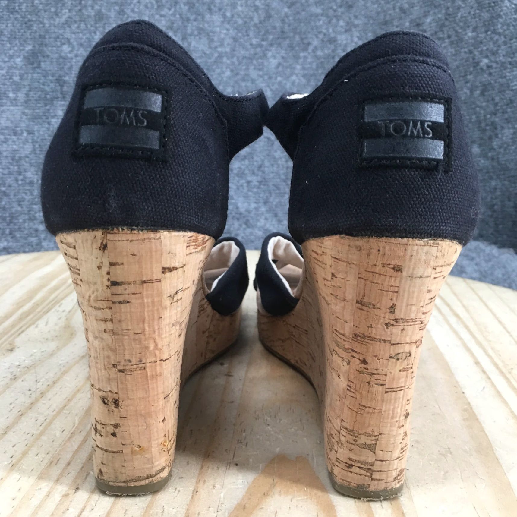 Toms TOMS Sandals Womens 9 Clarissa Ankle Strappy Black Wedge Cork Buckle Casual Size US 9 / IT 39 - 7 Thumbnail
