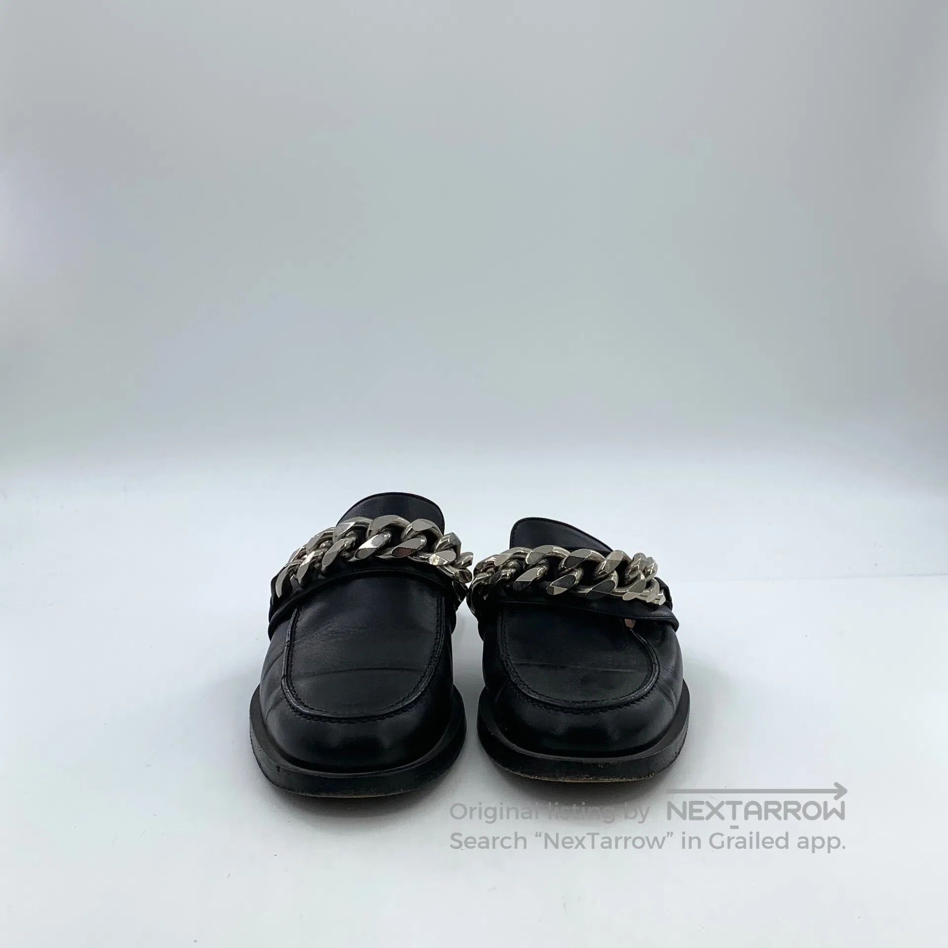 Giorgio Armani Giorgio Armani Black Leather Chain Decor Casual Flat Mule Size US 5.5 / IT 35.5 - 3 Thumbnail