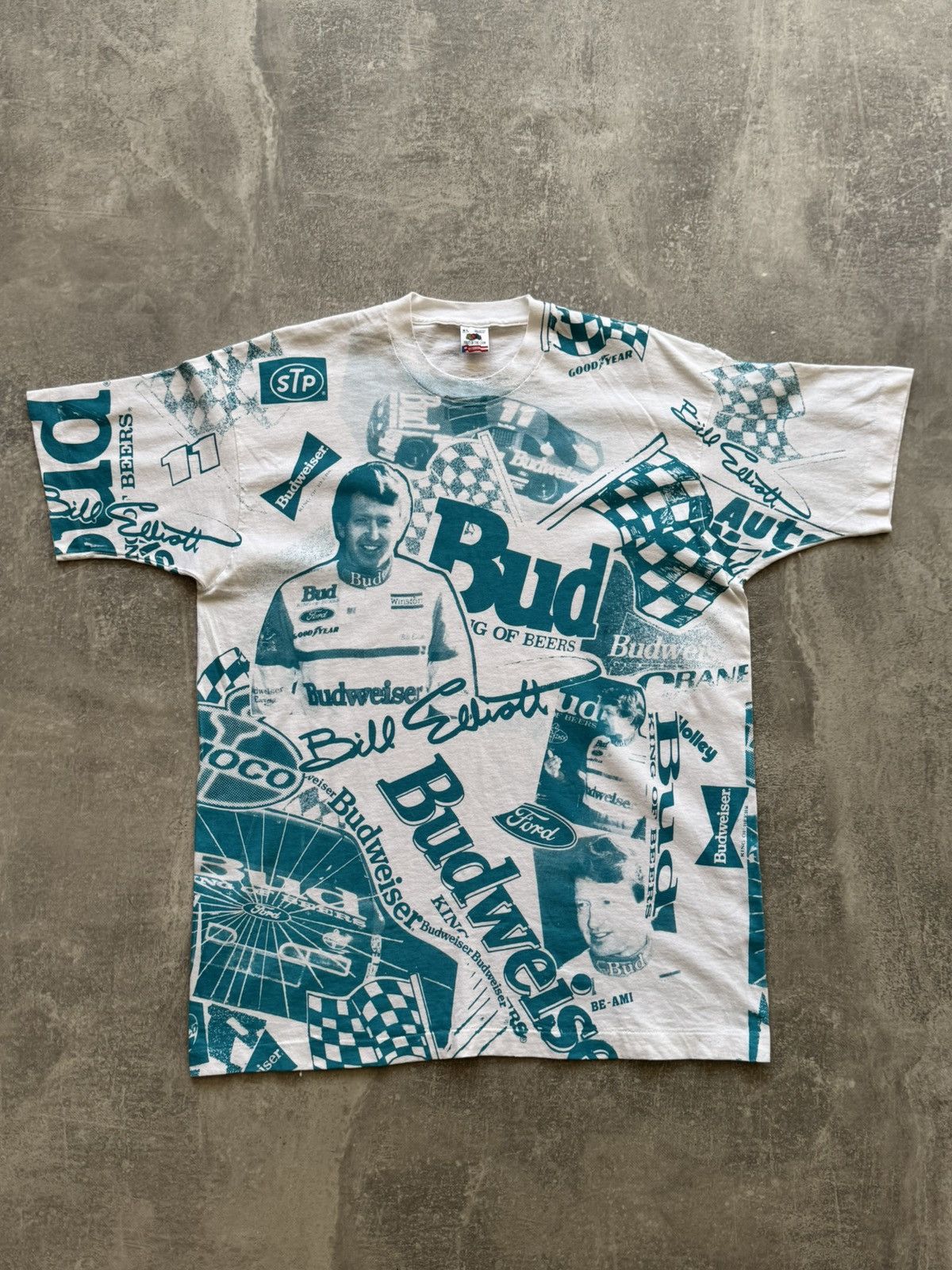 Budweiser Vintage 90s Bill Elliott Ford Budweiser Nascar Racing Tee Size US XL / EU 56 / 4 - 1 Thumbnail