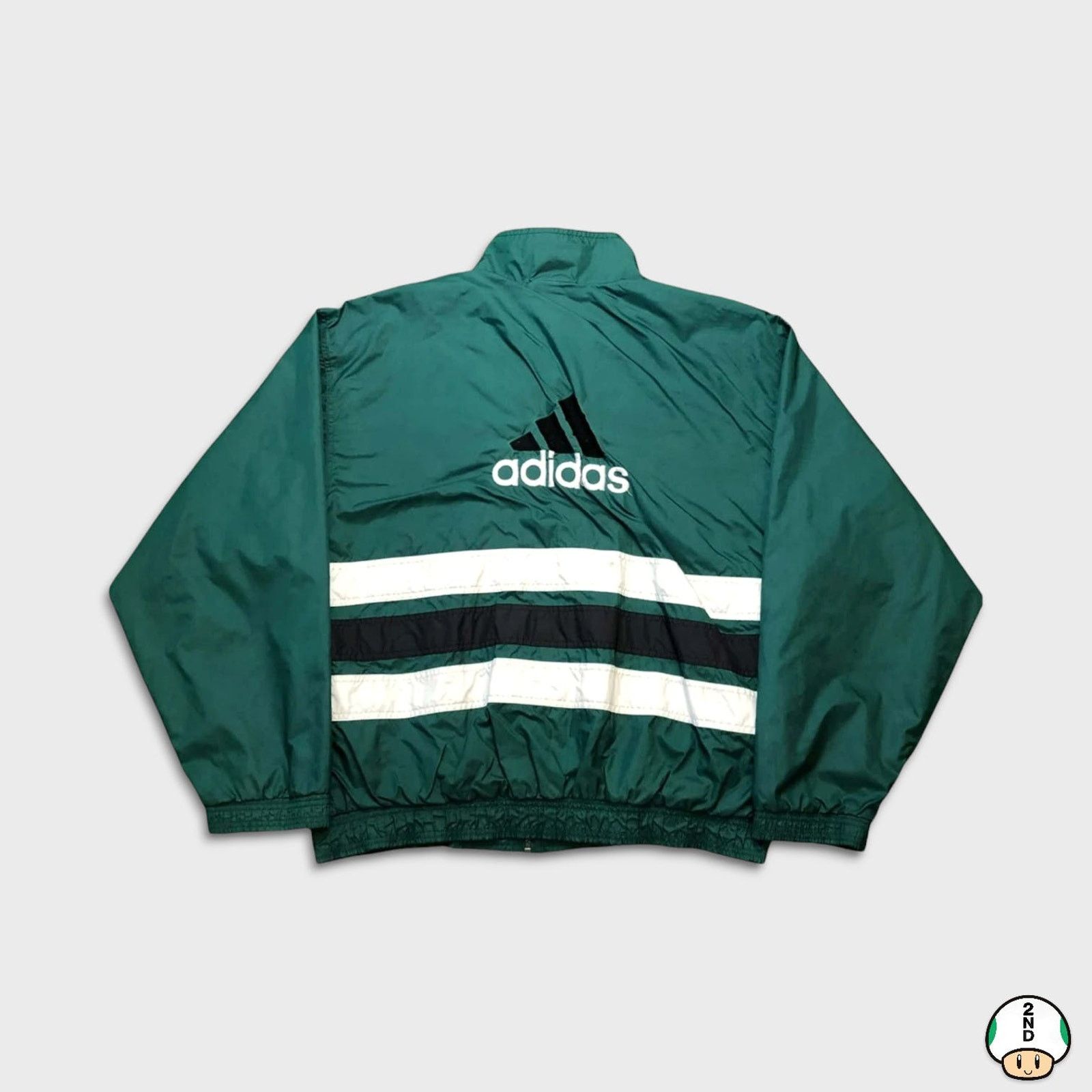 Adidas × Vintage Adidas Jacket XL Stripe Spell Out Full Zip 90s Windbreaker Size US XL / EU 56 / 4 - 1 Thumbnail