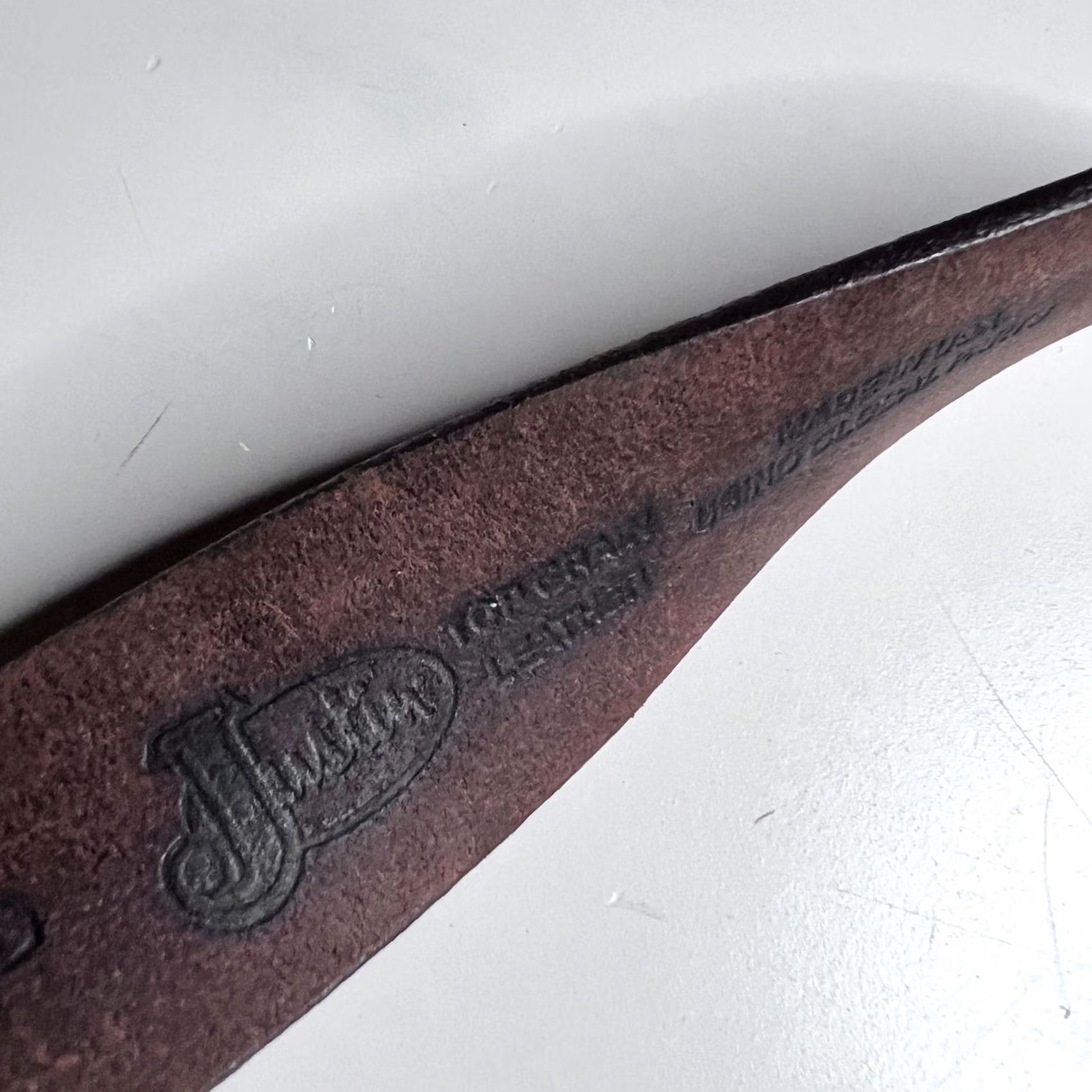 Vintage Justin Leather Belt Mens 38 Brown Work Buckle USA Leather Belt Mens 38 Brown Justin Size 38 - 4 Thumbnail