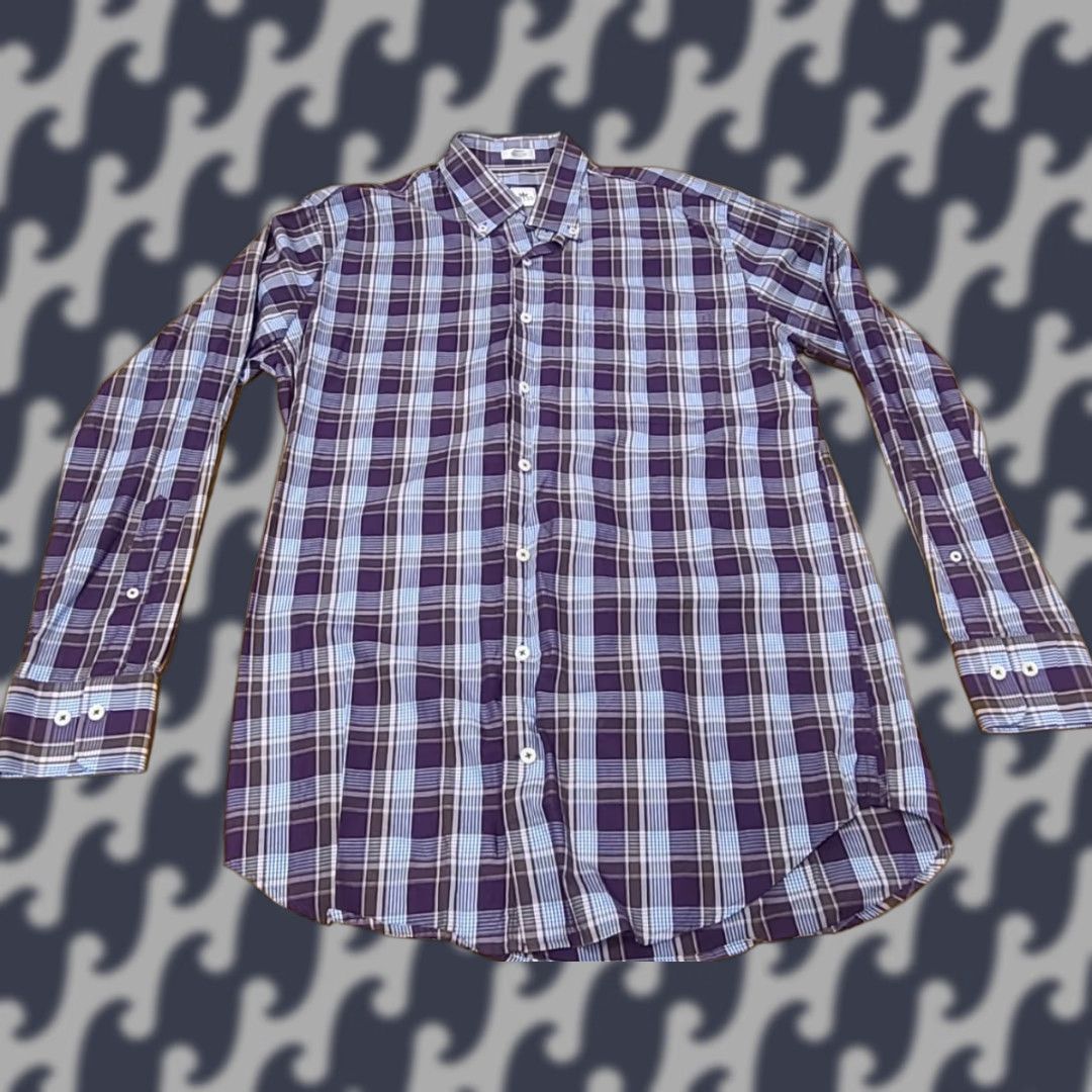 Peter Millar Peter Millar Shirt Mens Regular M Purple Blue Plaid Button-Down Collared Long Sleeve Casual Preppy Logo Pocket Size US M / EU 48-50 / 2 - 1 Thumbnail