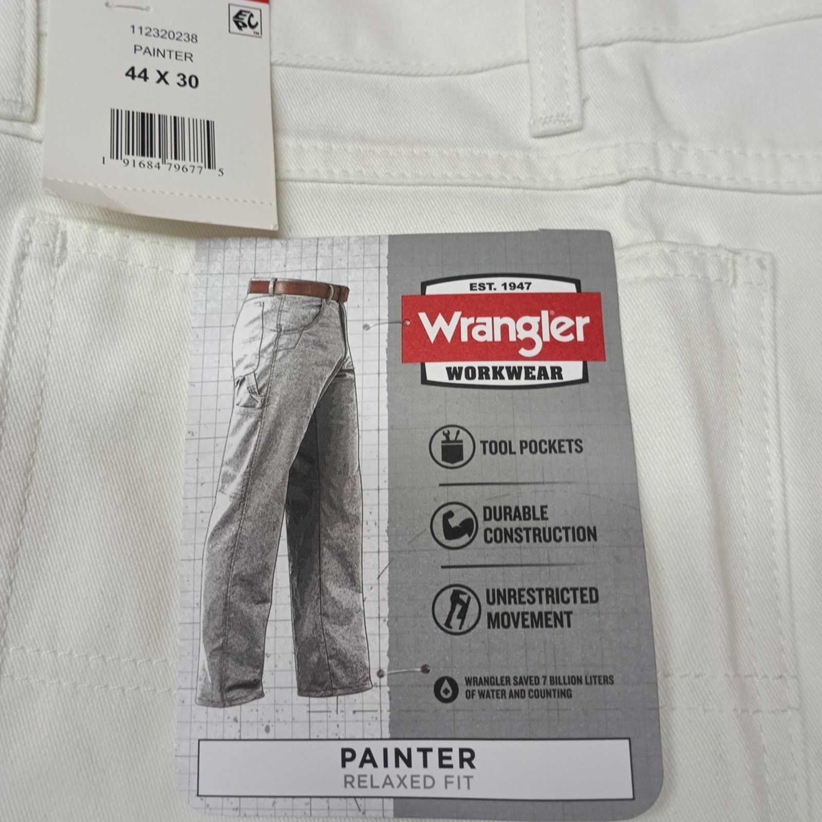 Wrangler Wrangler Painters Pants Men's Size 44x30 White Tool Pockets Size US 44 / EU 60 - 2 Thumbnail