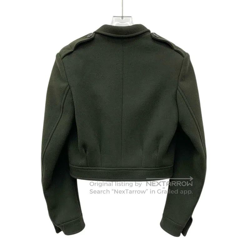 Saint Laurent Paris Saint Laurent Paris Dark Green Wool Collar Long-Sleeve Jac Size XS / US 0-2 / IT 36-38 - 2 Thumbnail