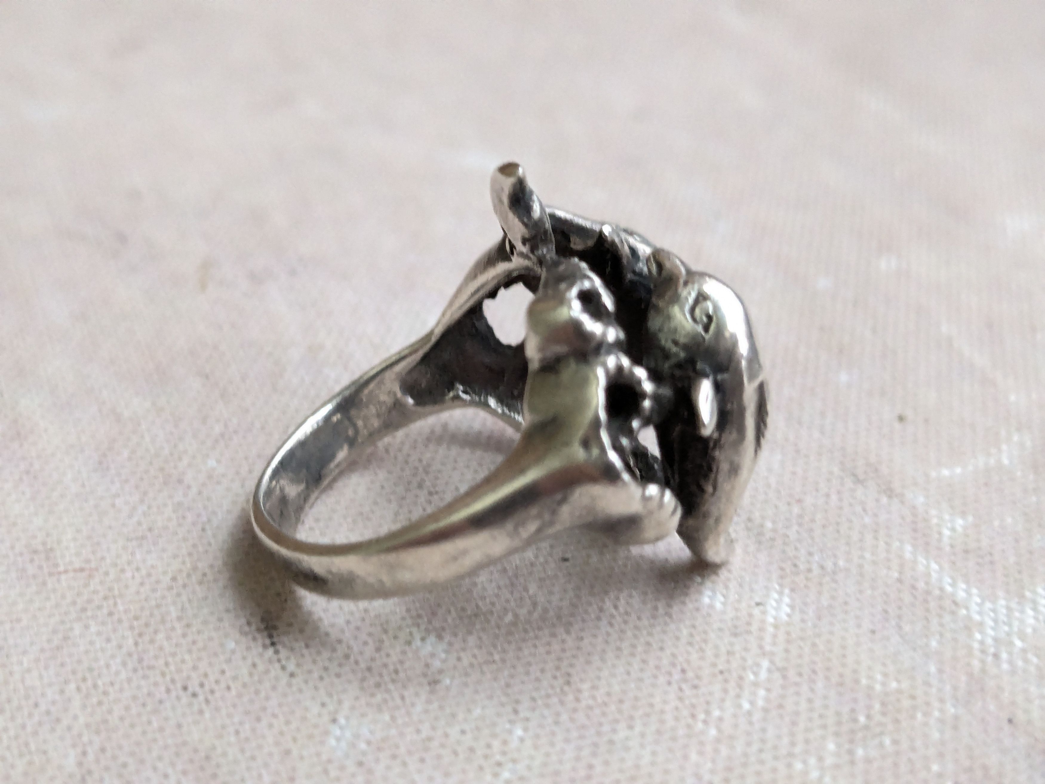 Sterling Silver Vintage Sterling Silver Ring Dolphin 5.75 Animal Size ONE SIZE - 3 Thumbnail