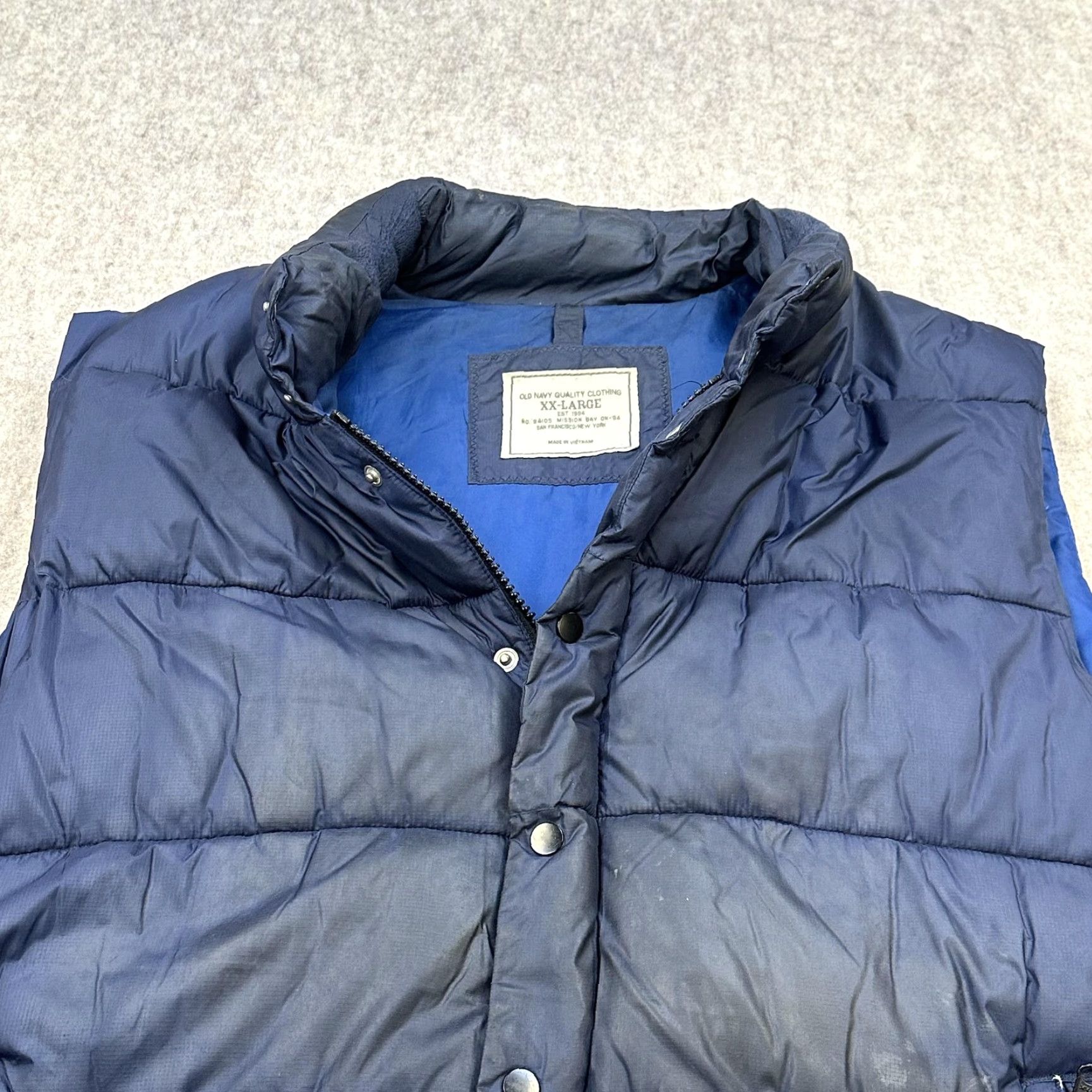 Old Navy Old Navy Vest Mens 2XL Blue Puffer Insulated Quilted Zip Snap Pockets Drawcord Vest Mens Blue Quilted Puffer Zip Pockets 2XL Old Navy Men Size US XXL / EU 58 / 5 - 4 Thumbnail